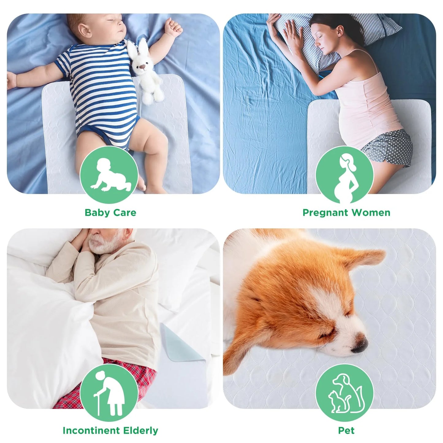 Bed Pad, Incontinence Reusable Bed Pad,Heavy Absorbent Waterproof Washable Underpad,60 X 36 Inch