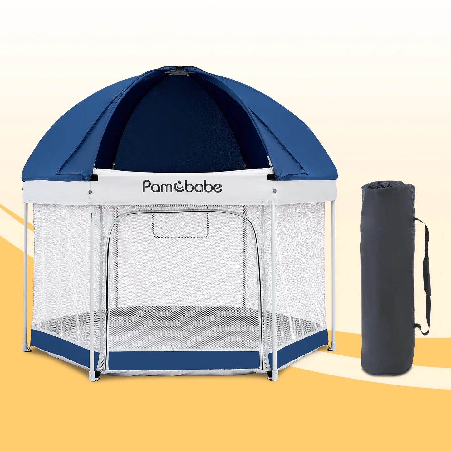 Unisex Premium Indoor and Outdoor Baby Playpen - Portable, Lightweight, Toddler Play Yard W/Canopy and Travel Bag - Blue