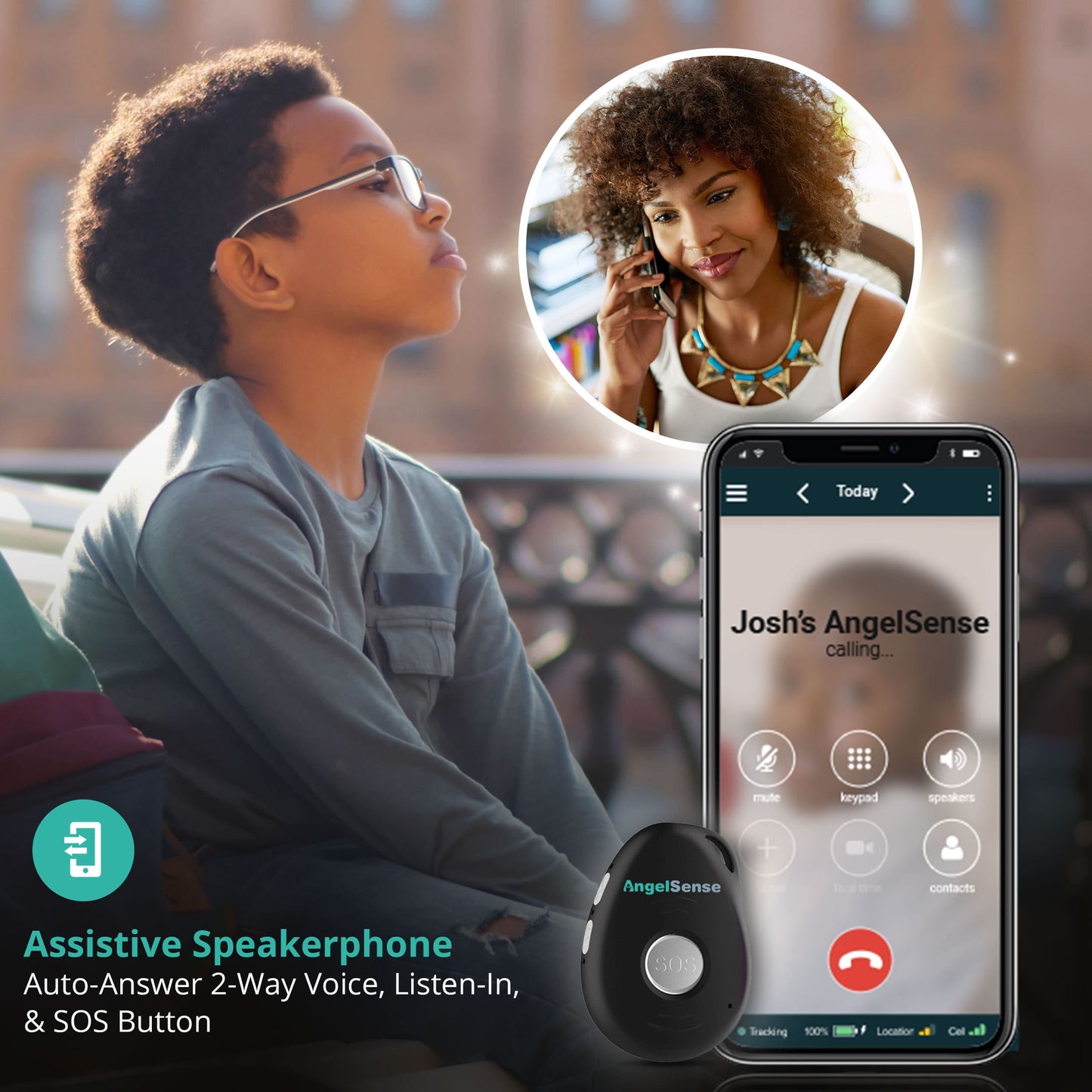 Personal GPS Tracker for Kids, Teen, Autism, Special Needs, Elderly, Dementia - 2-Way Auto-Answer Speakerphone & SOS Button - School Bus Tracking - Easy-To-Use App