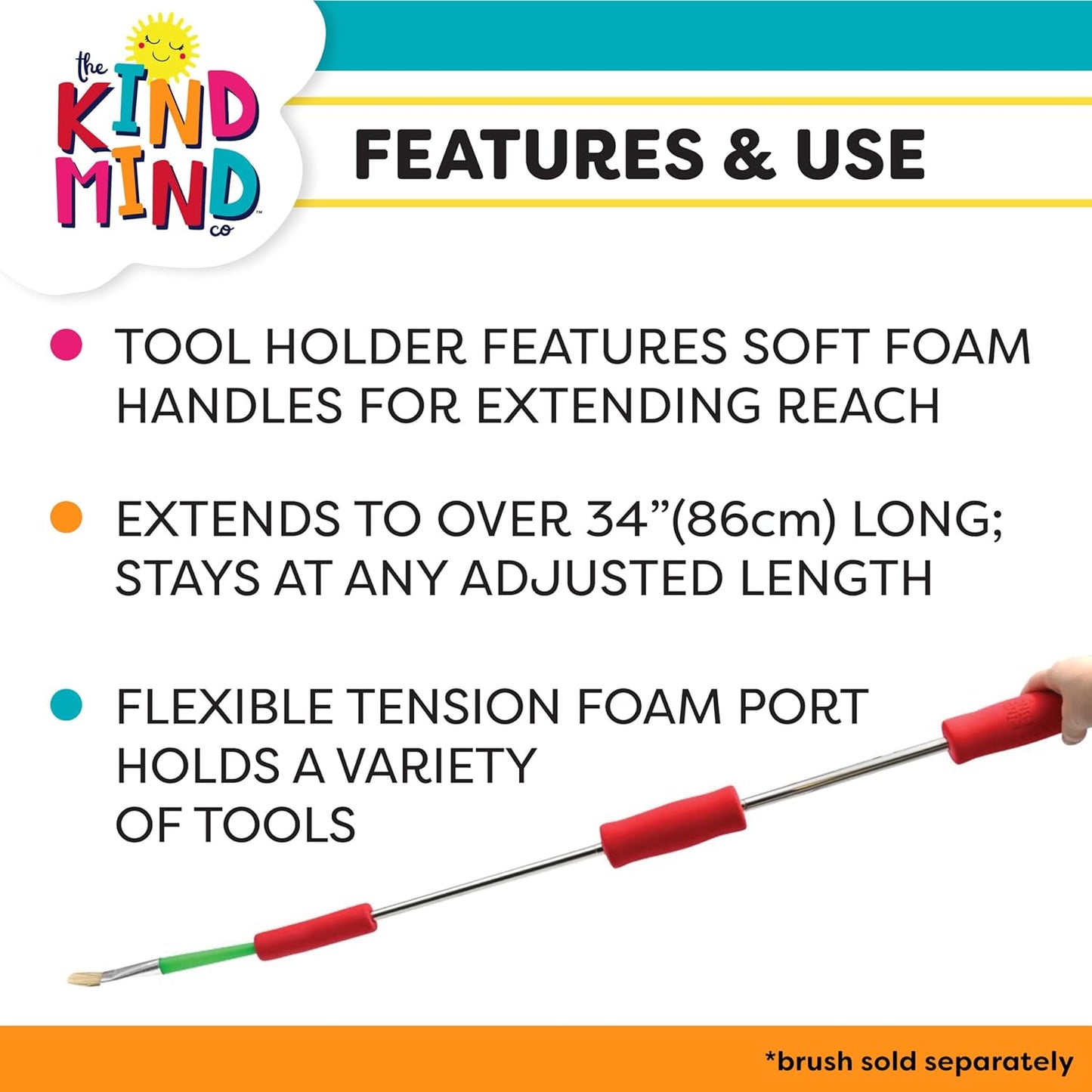 Extending Tool Holder - the Kind Mind Company™ Accessibility Aid for Kids & Adults, Reach Extender