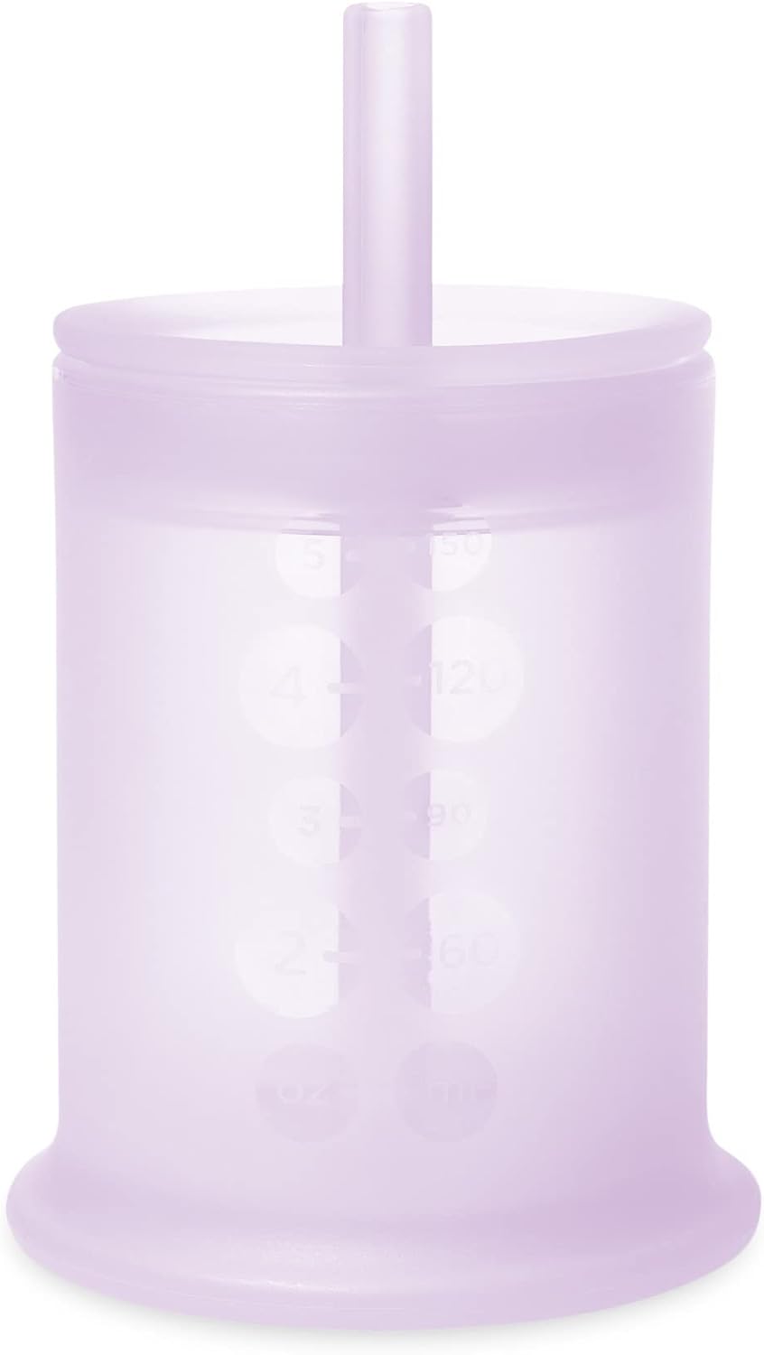 Silicone Training Cup with Straw Lid, 6+ Mo Infant to 12-18 Months Toddler Cup