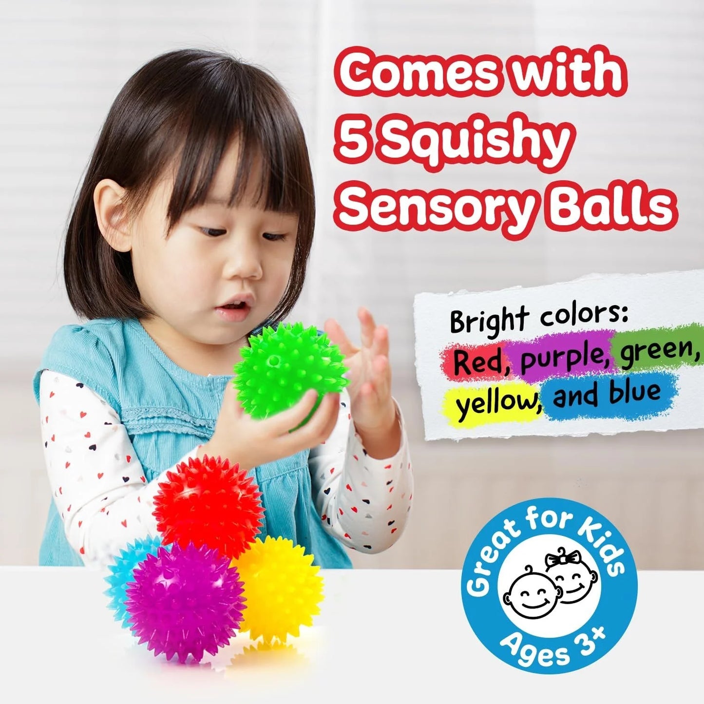 Spiky Sensory Balls (Pack of 5) Fidget Toys / Sensory Toys - Bpa/Phthalate/Latex-Free