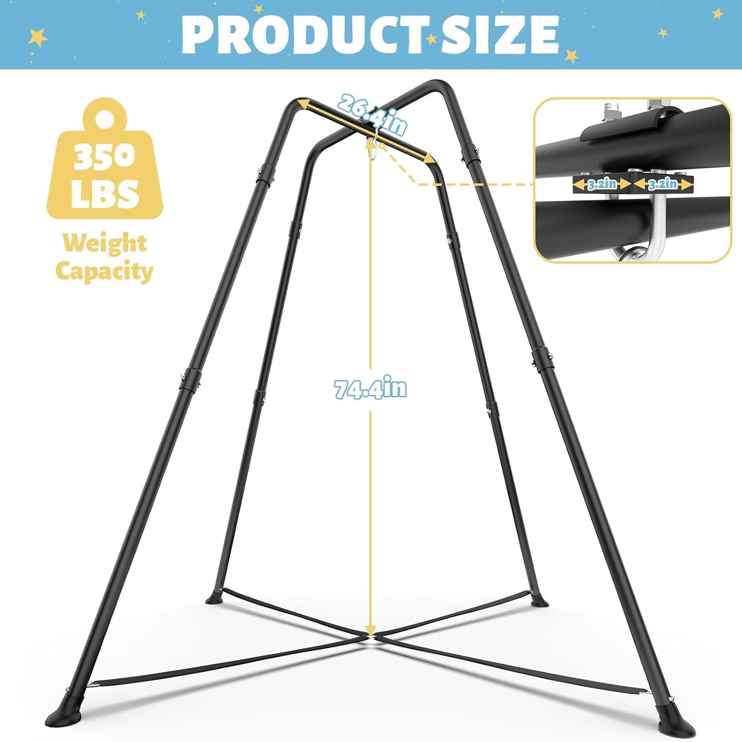 Swing Stand Frame with Sensory Swing Pod Chair, X-Shaped Swing Set