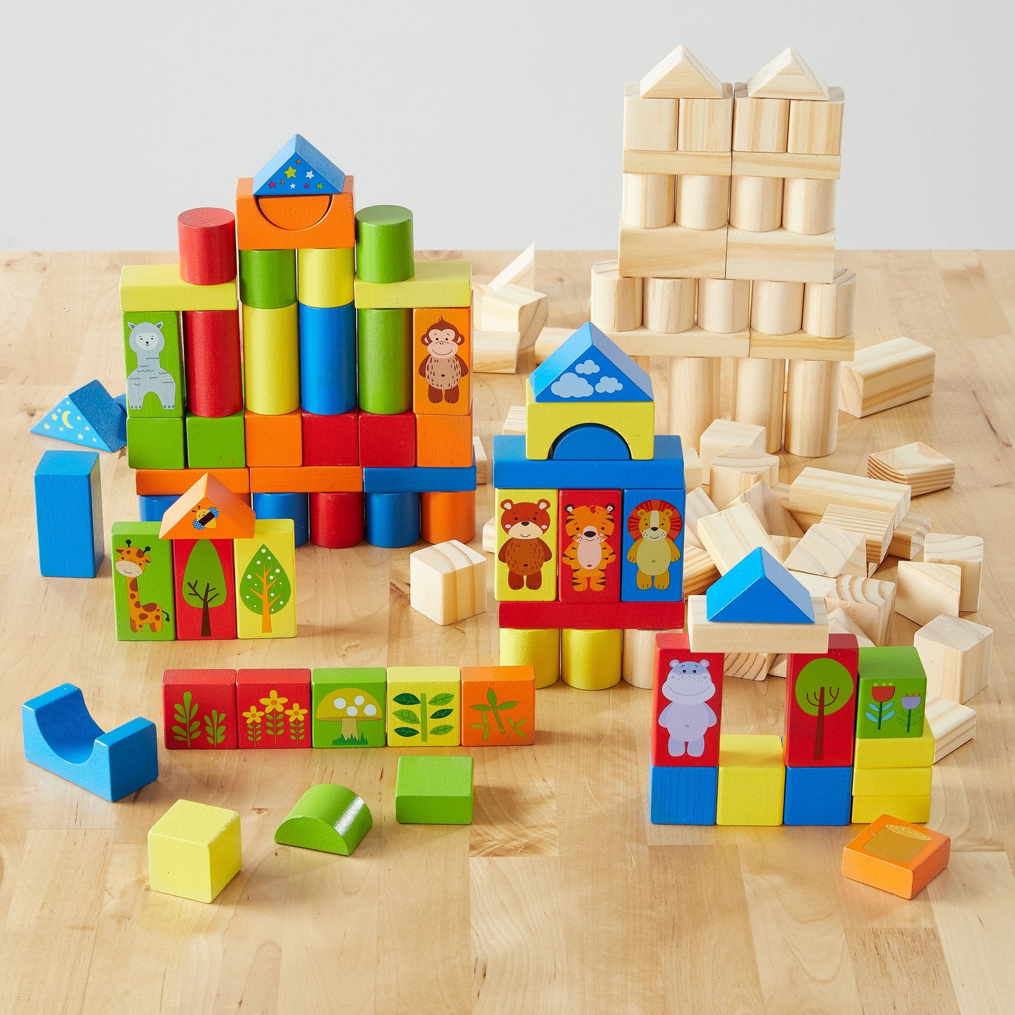 Wood Building Blocks, 150 Pieces, Baby and Toddler Toys