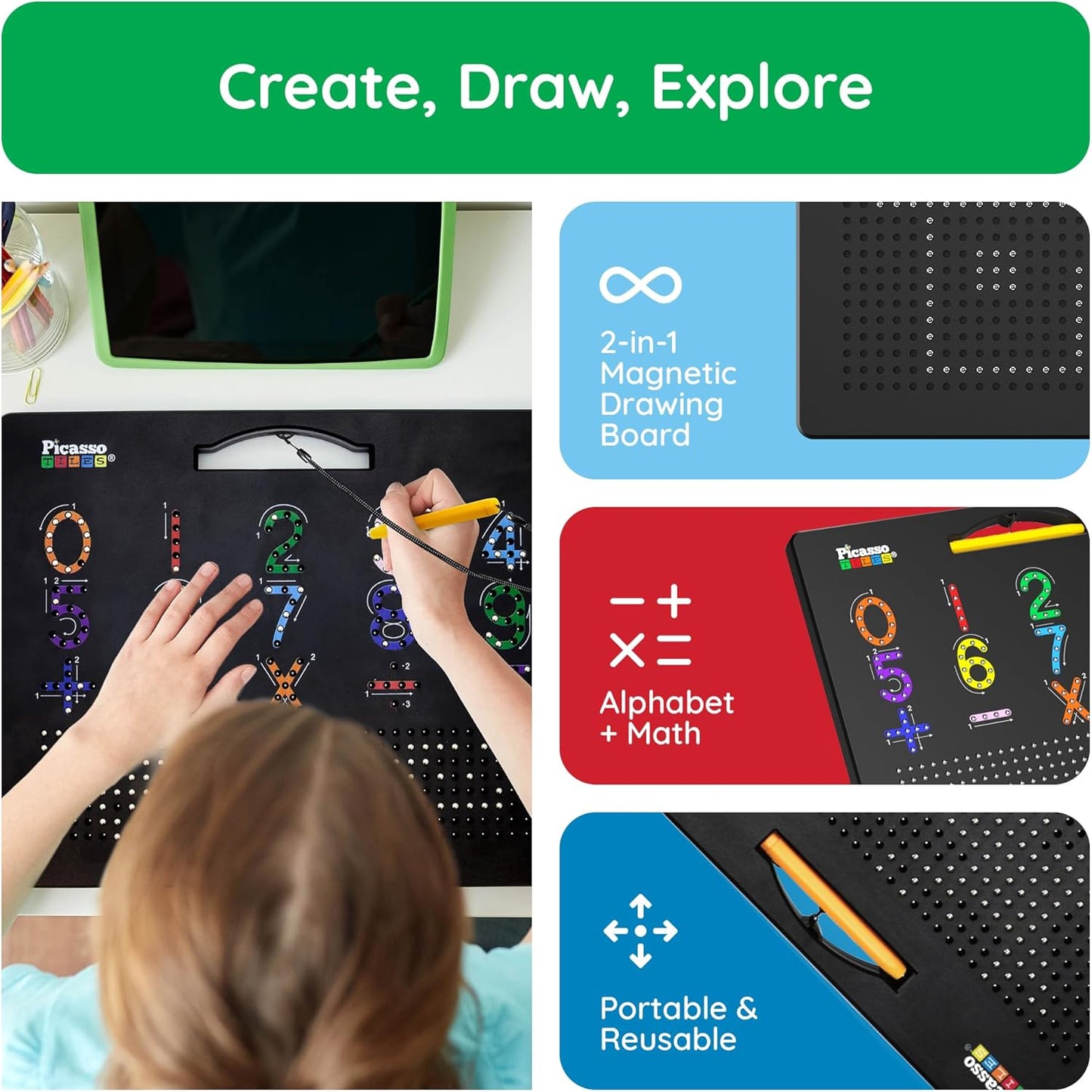 2-In-1 Magnetic Drawing Board 12X10 Inch