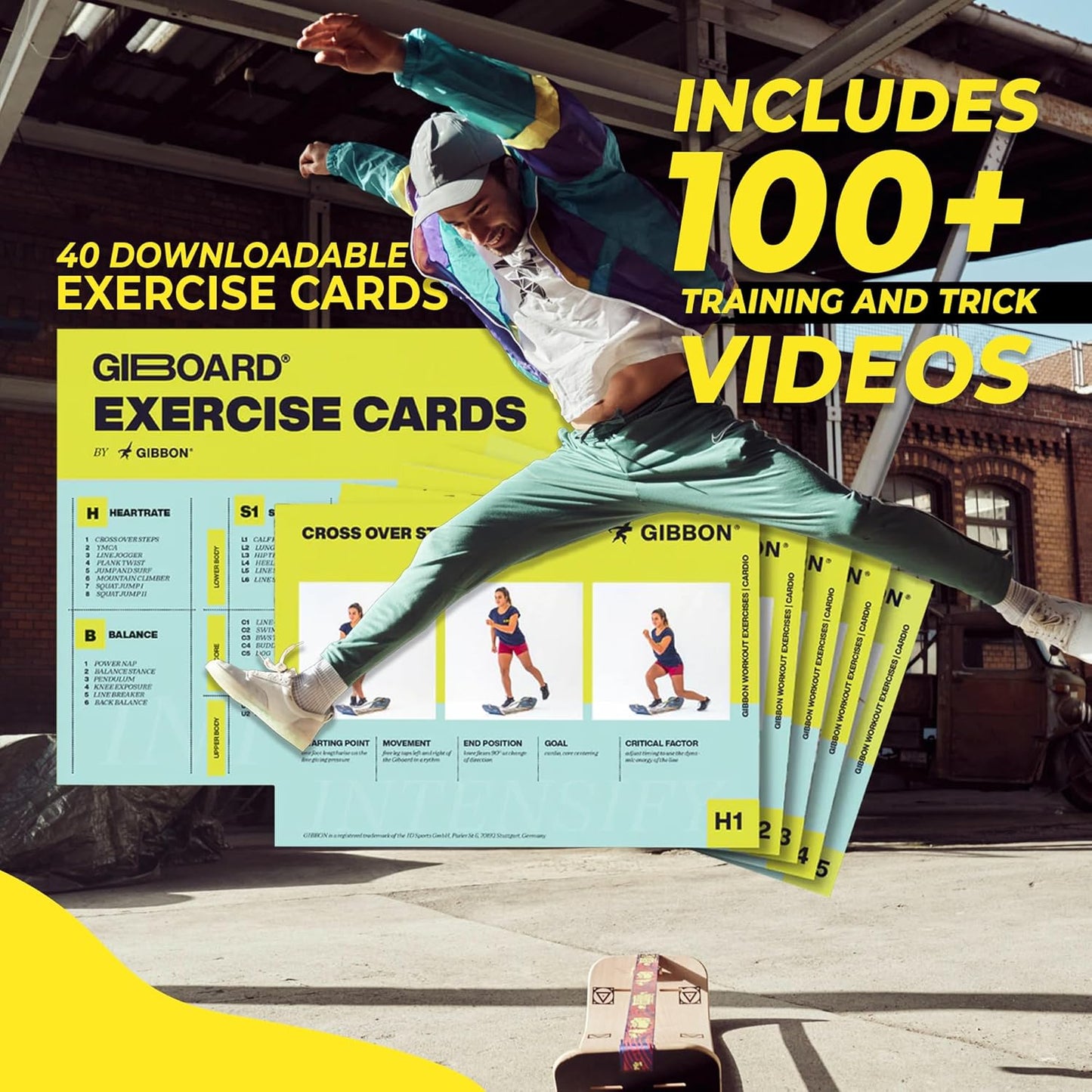 Giboard Balance Board for Adults & Kids - Slackline Workout Equipment Home Gym Training, Yoga, Agility, Pilates, Core, Snowboard