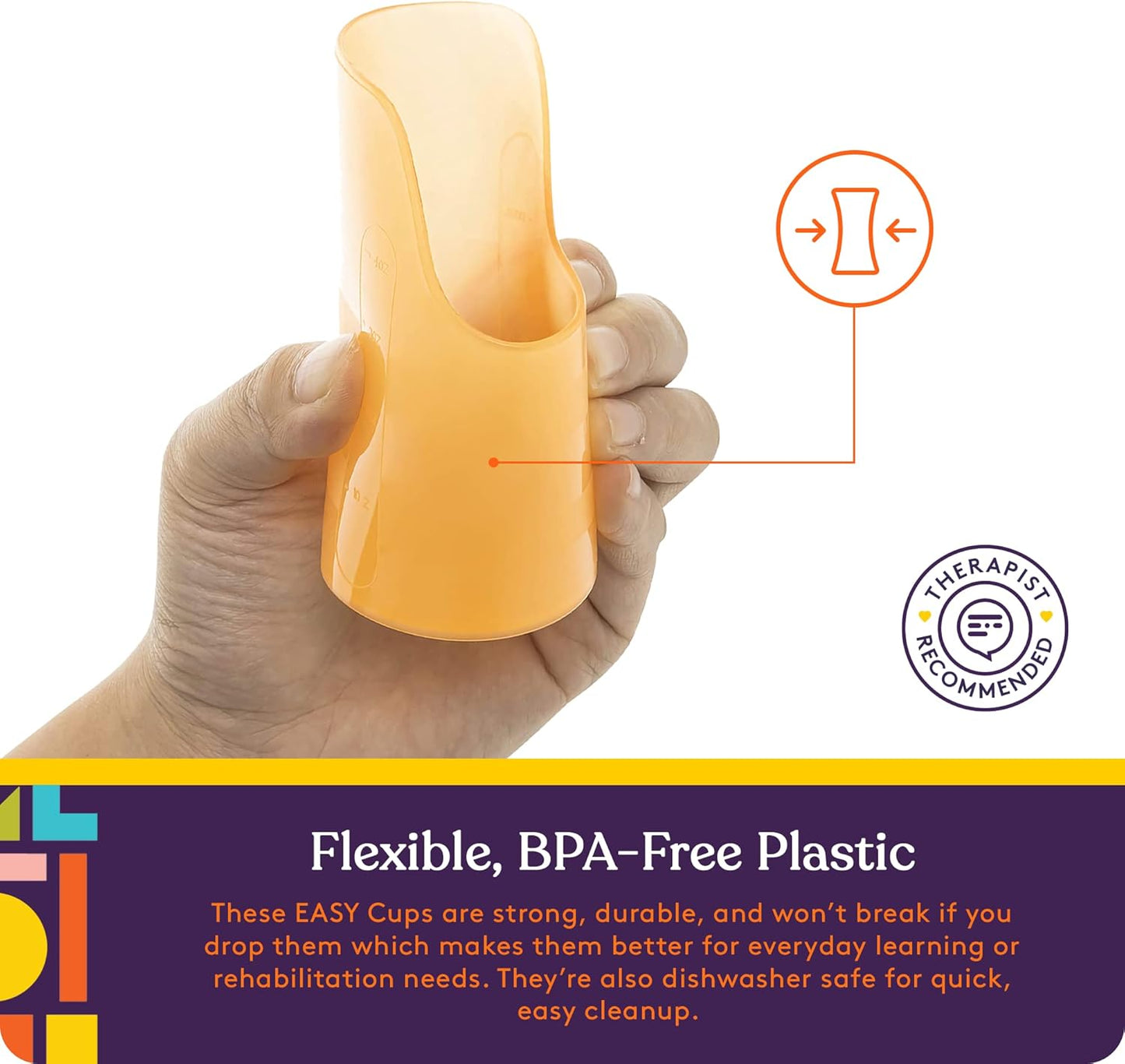 9 Flexible Drinking Cups with Nose Mold Cutout, 9 Pc. Set for Physical Therapy, Bpa-Free Drink Tumblers, Kids and Adults