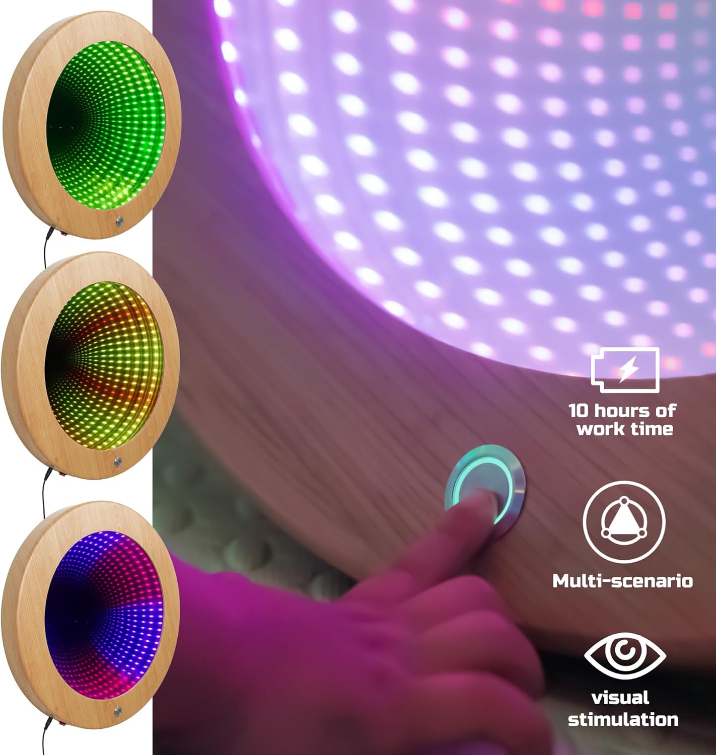 Circle Infinity Mirror Sensory - Wall-Mountable & Floor-Standing - Ideal for Sensory Rooms & Kids Support