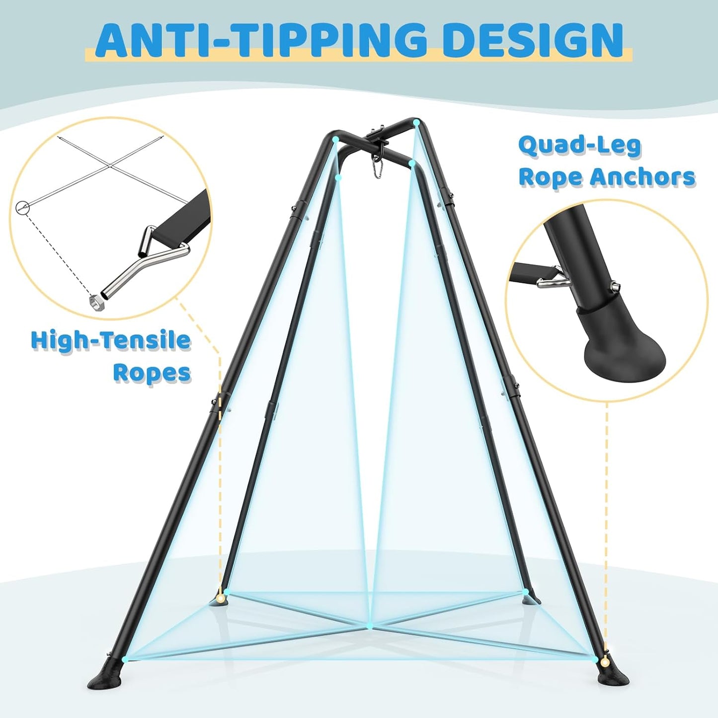 Swing Stand Frame with Sensory/Pod Chair, X-Shaped Swing Set 350LBS