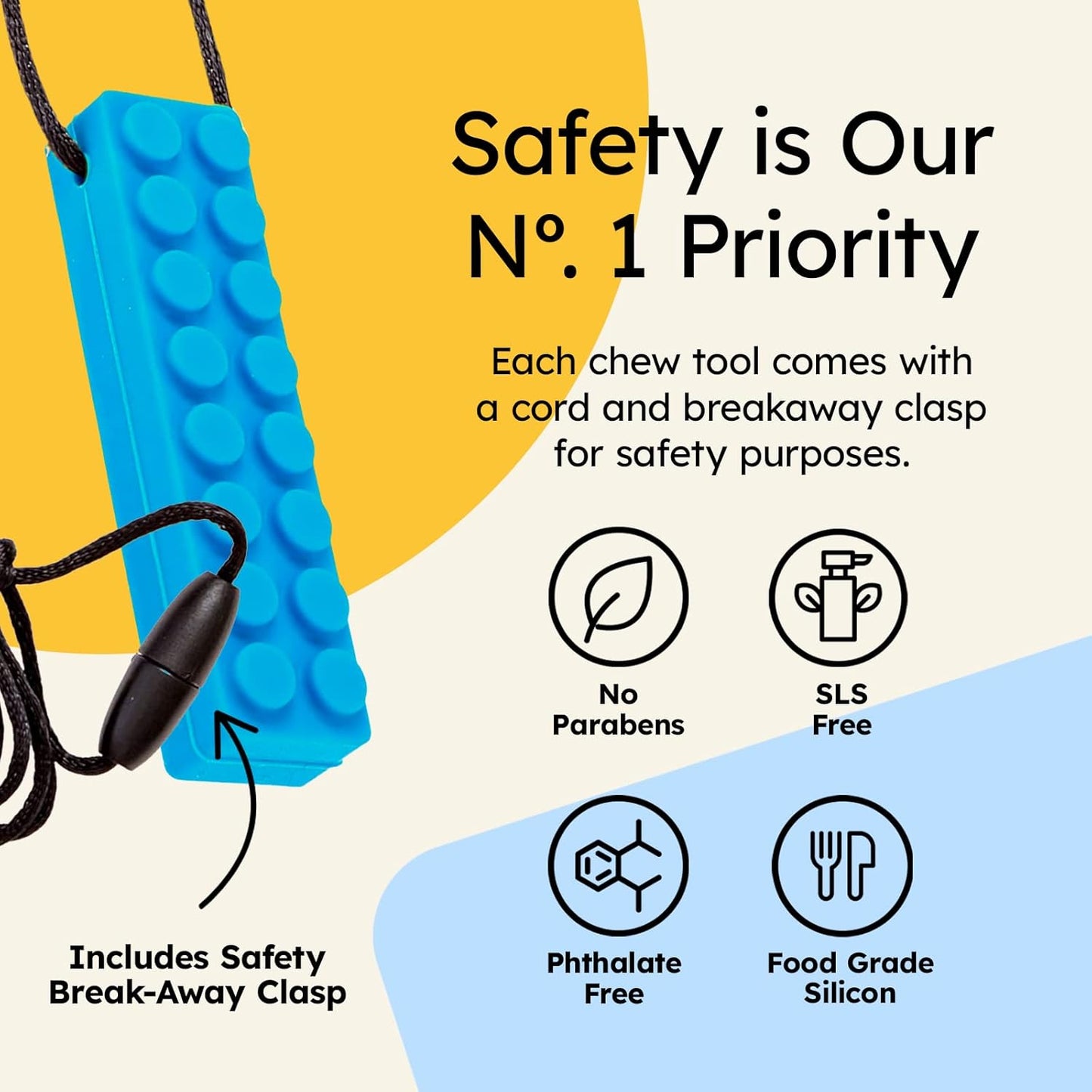 Sensory Chewing Tool Necklace for Kid'S Sensory Integration with Autism and ADHD