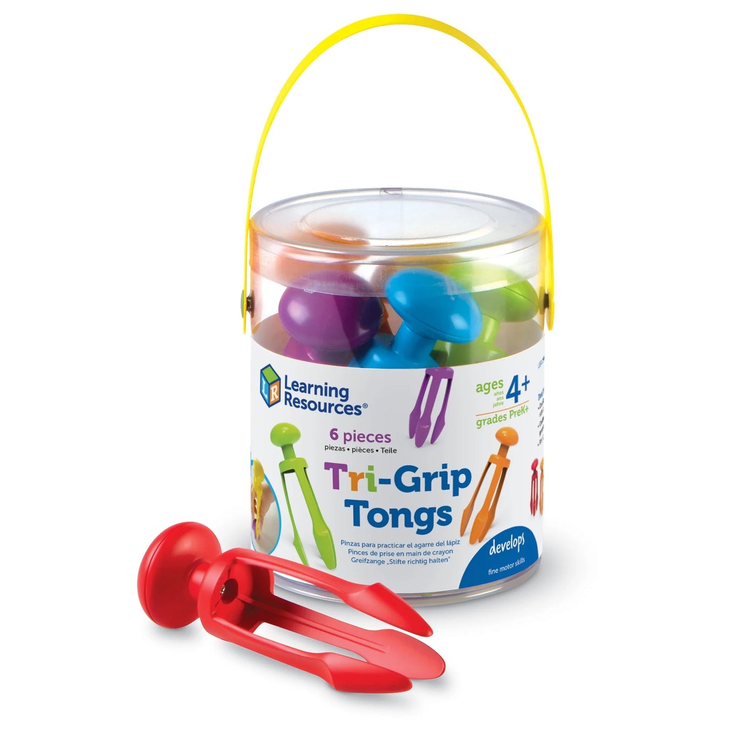 3 Prong Tong, Pencil Grip Tongs, Sensory Bin, Fine Motor Toy, Set of 6, Ages 4+