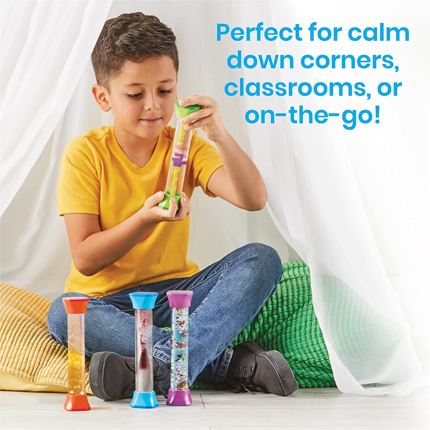 Sensory Fidget Tubes, Occupational Therapy, Play Therapy, Stress Relief Toys (Set of 4)