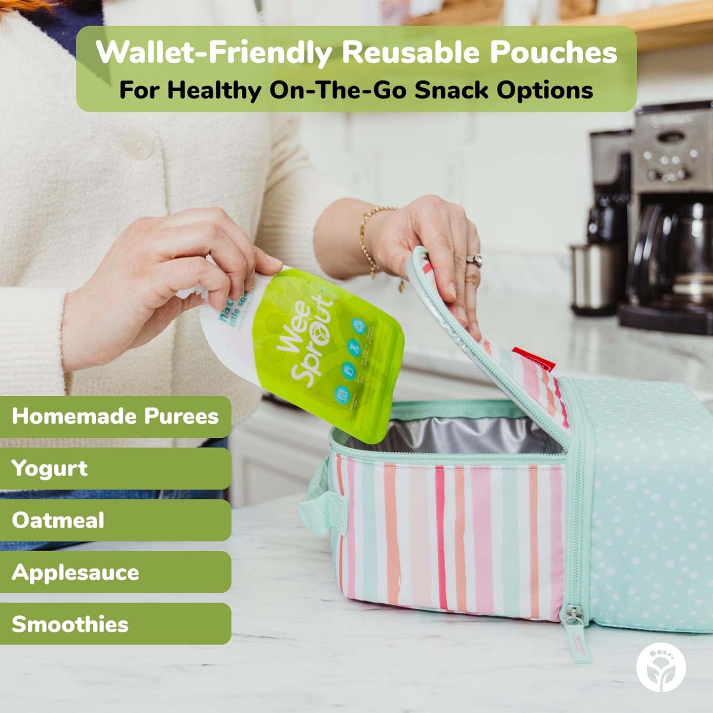 Double Zipper Reusable Food Pouch - 6 Pack - 5 Fl Oz