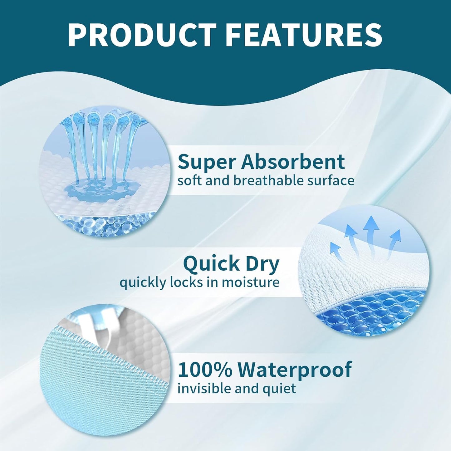 Washable Bed Pads with 8 Sturdy Handles 34”×52” Extra Large Reusable Underpads 4-Layers Leakproof Chucks Pads Washable for Incontinence (1 Pack; Green)
