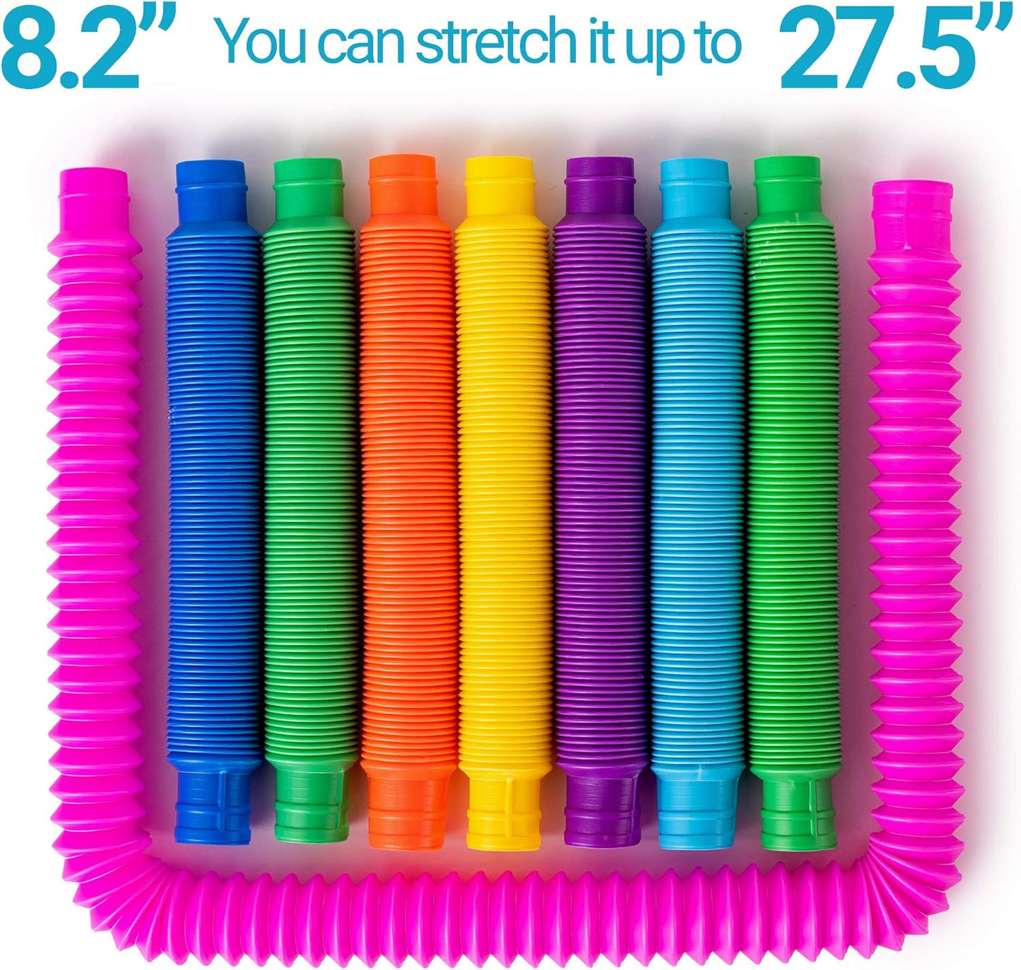 Pop Tubes Sensory Toys, 8 Pack Large