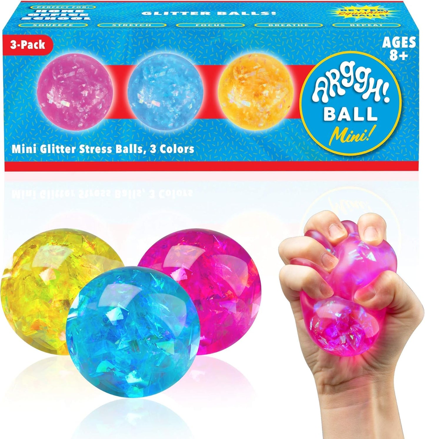 Arggh Calm Mini Stress Balls for Adults and Kids - 3Pk Squishy Stress Balls