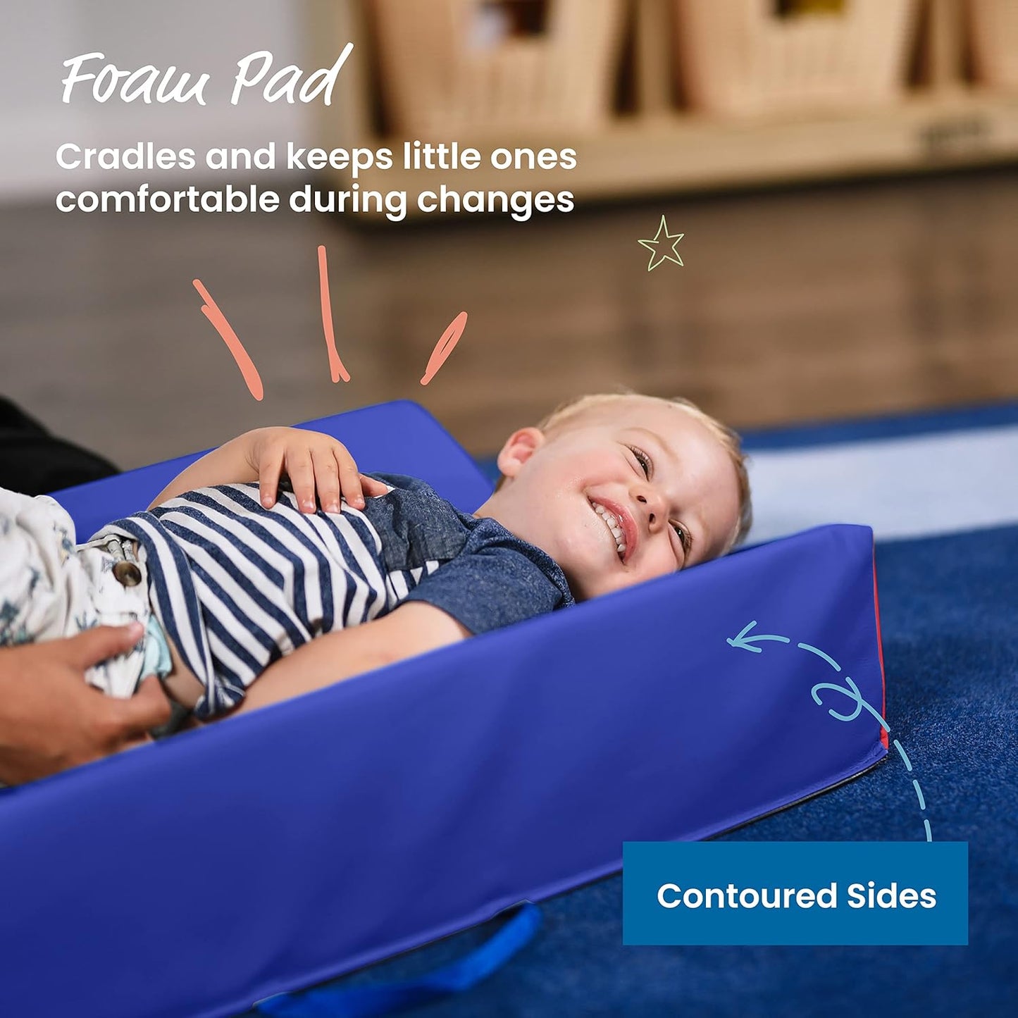 Softzone Baby Changing Pad, Contoured, Blue/Red/Yellow