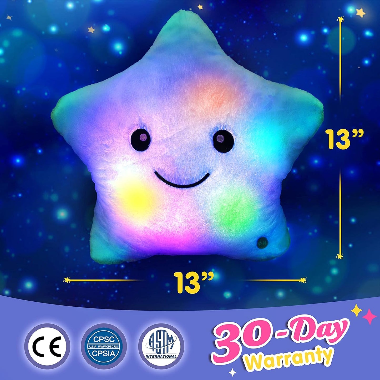 Twinkle Star Glowing LED Night Light Plush Pillows Stuffed Animal