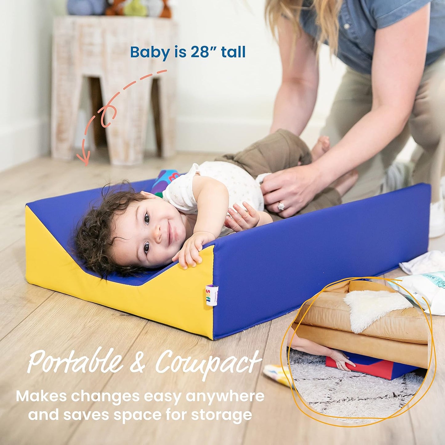 Softzone Baby Changing Pad, Contoured, Blue/Red/Yellow