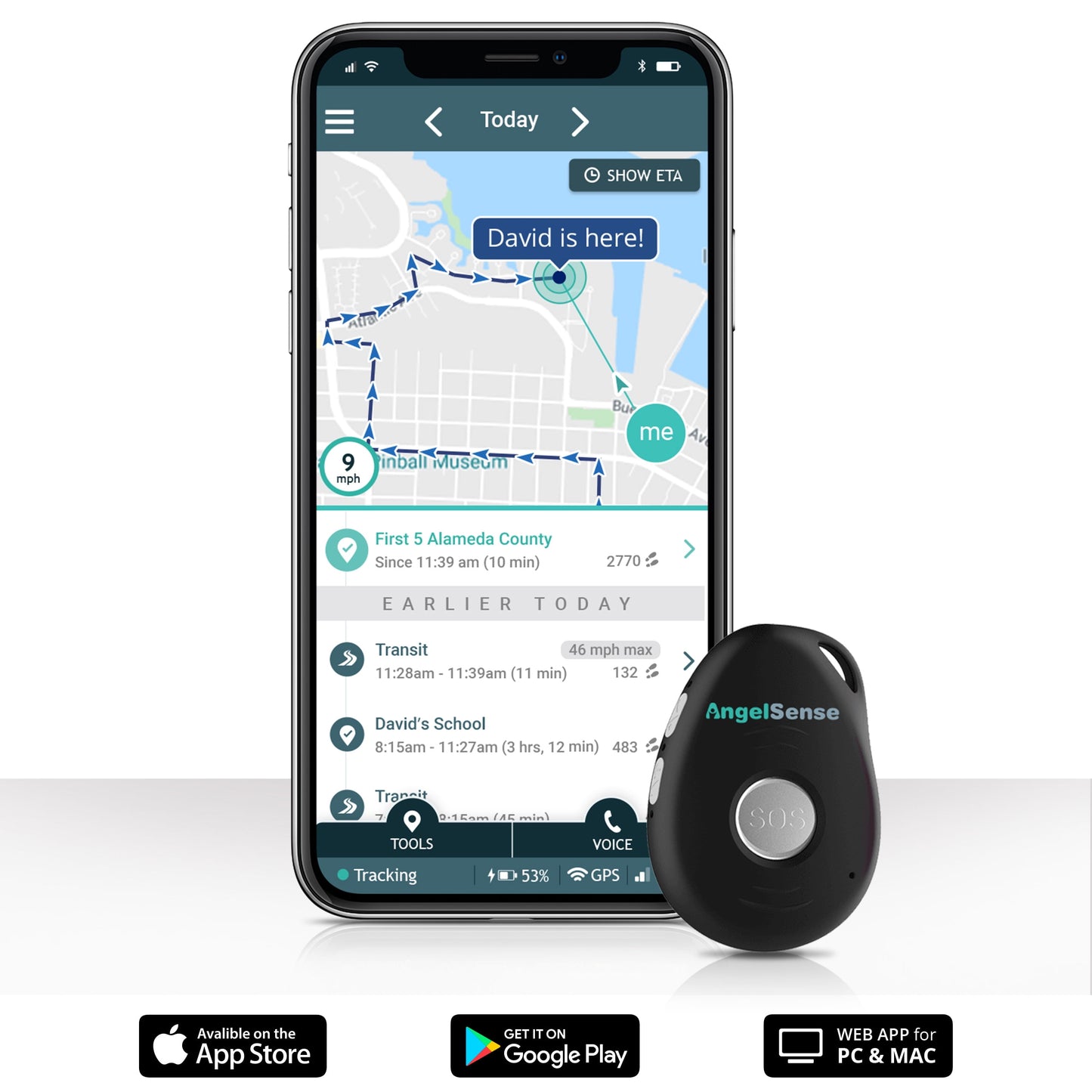 Personal GPS Tracker for Kids, Teen, Autism, Special Needs, Elderly, Dementia - 2-Way Auto-Answer Speakerphone & SOS Button - School Bus Tracking - Easy-To-Use App