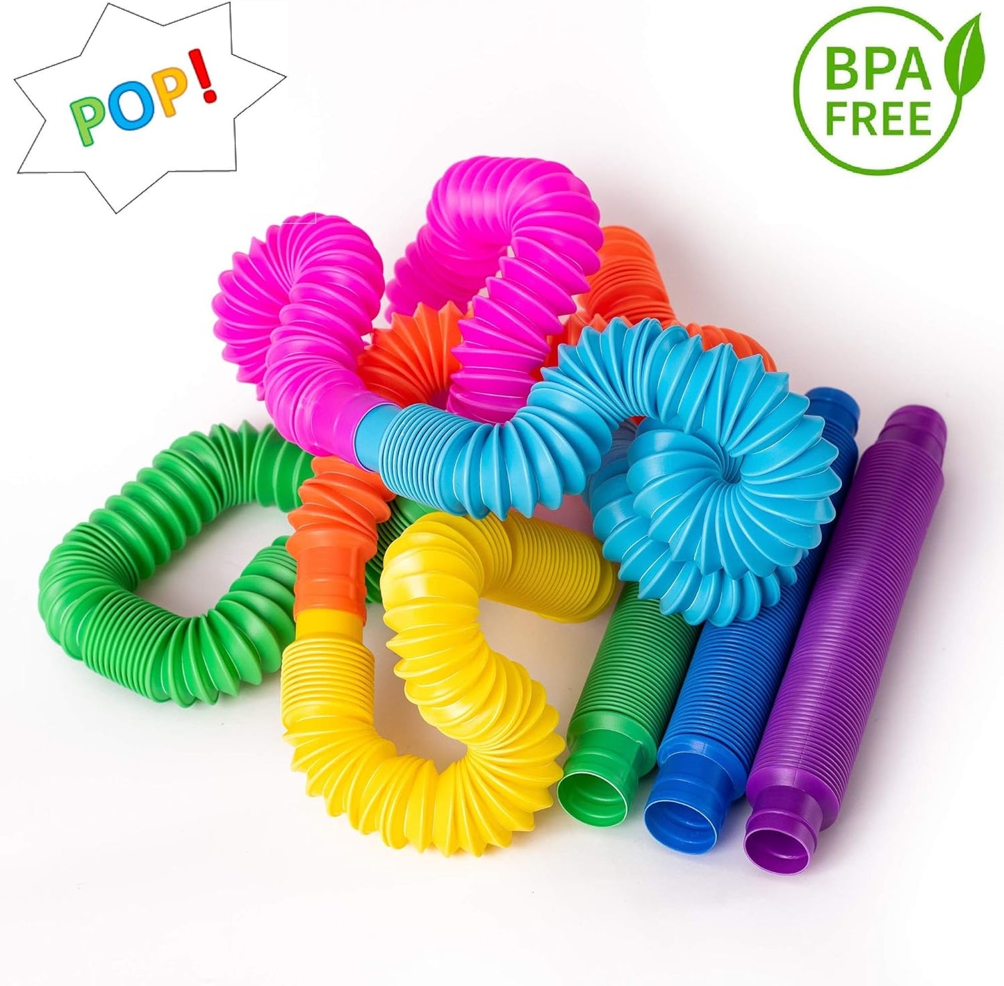 Pop Tubes Sensory Toys, 8 Pack Large