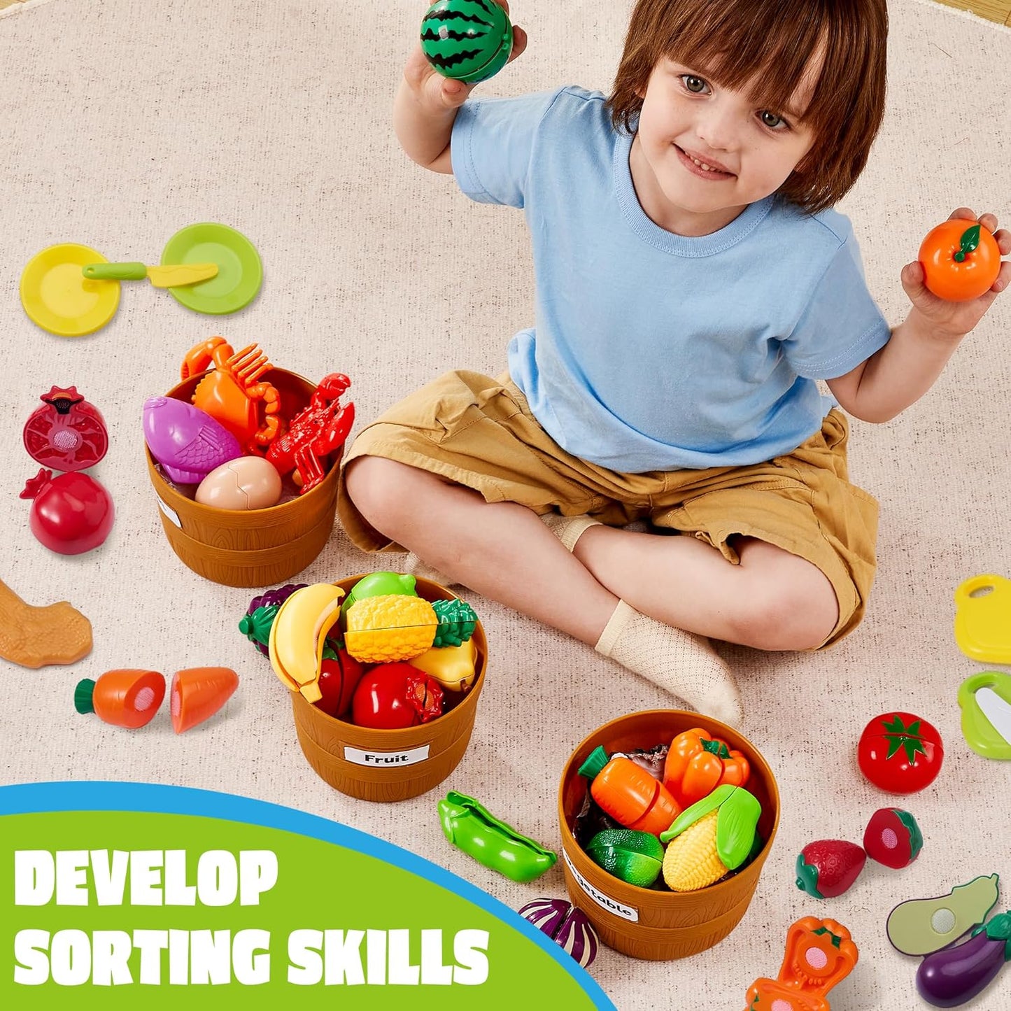 Learning Toys, Play Cutting Food for Preschool Activities