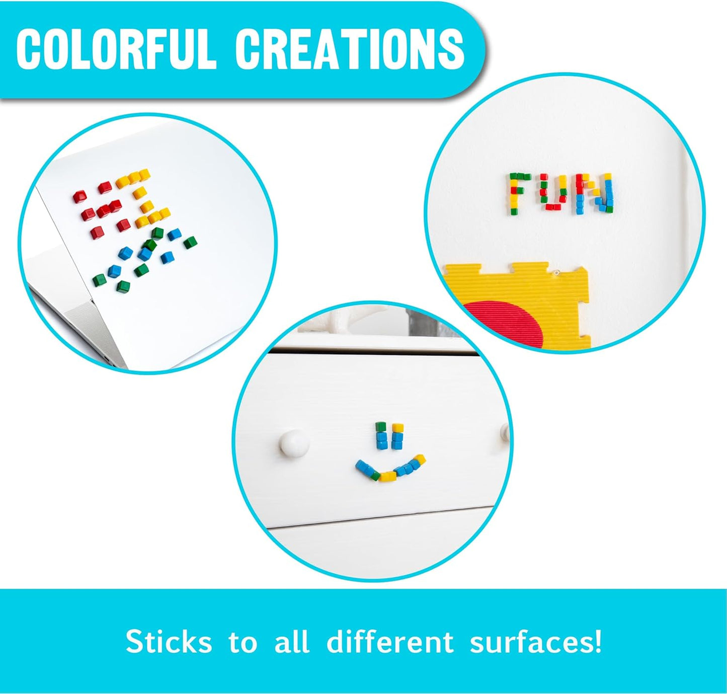 Stickikubes, Mini Stacking Cubes That Stick to Anything, Non Toxic Kid Safe Sticky Blocks, 125 Cubes