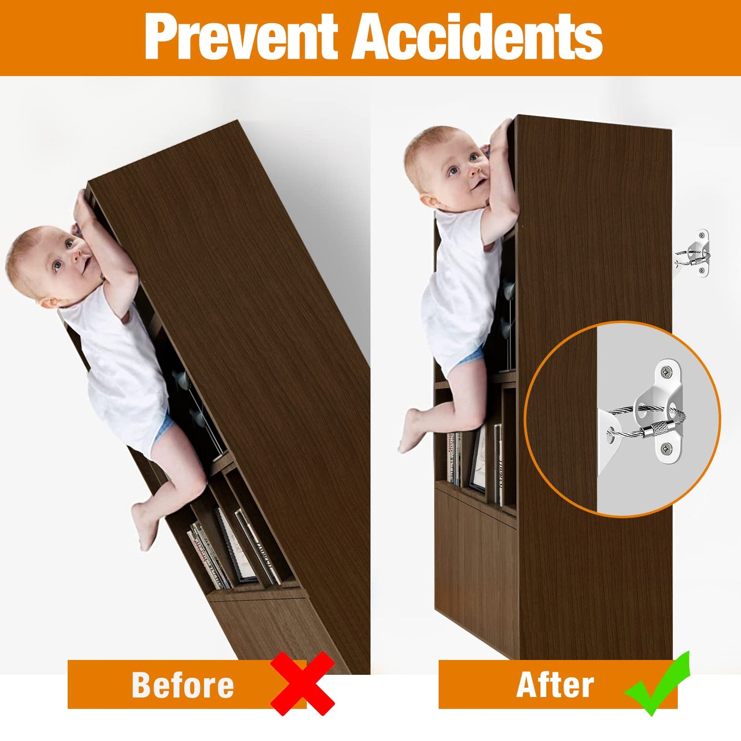 Furniture Anchors (10 Packs) anti Tip Furniture Anchors for Baby Proofing, Furniture Wall Anchor Earthquake Straps White