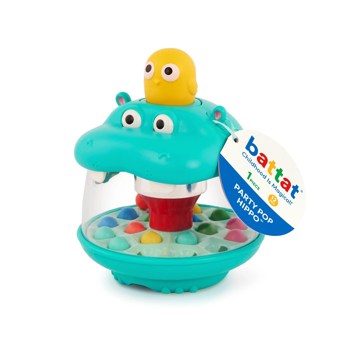 Party Pop Hippo Ball Popping Toy with 18 Colorful Balls, Baby and Toddler Toys