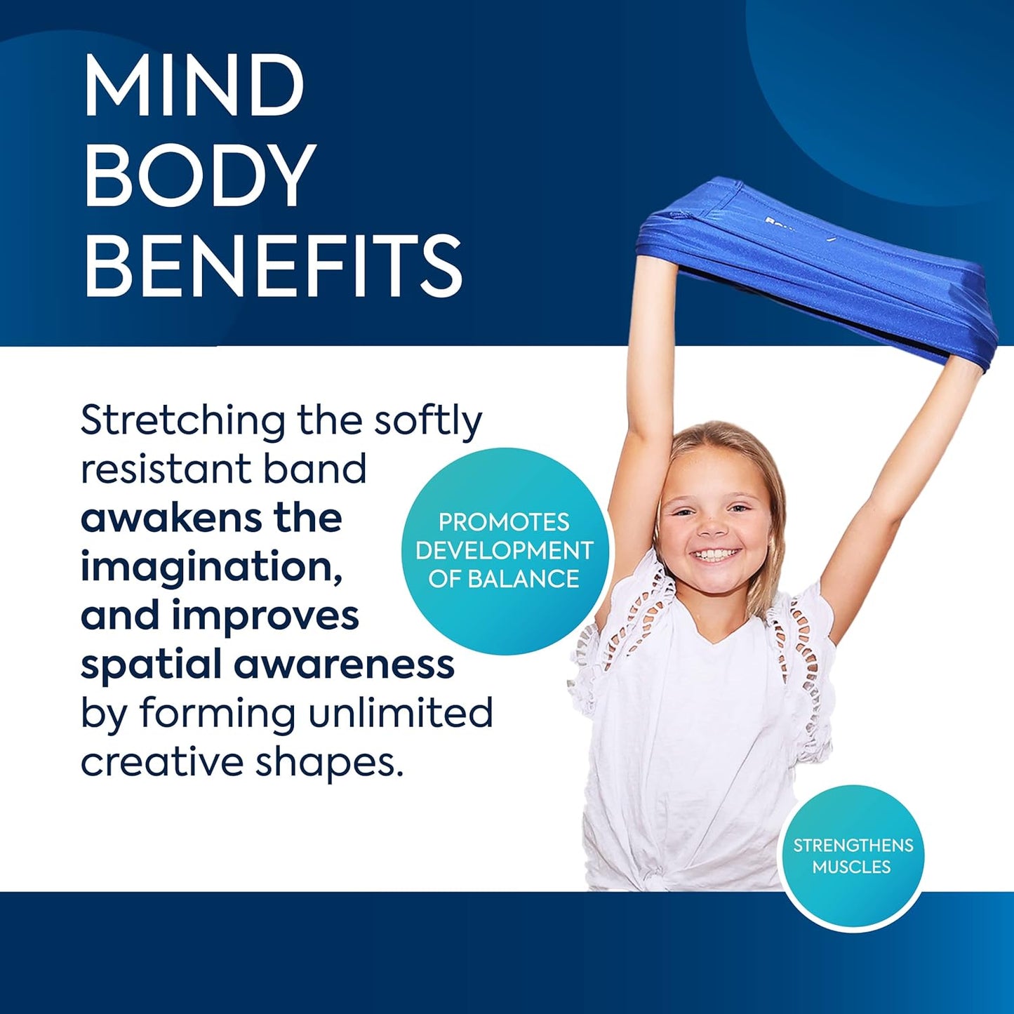 Bouncyband Stretch Band Focus Tool, 30” Resistance Band for Kids Stretches to over 46”, Silent Sensory Tool