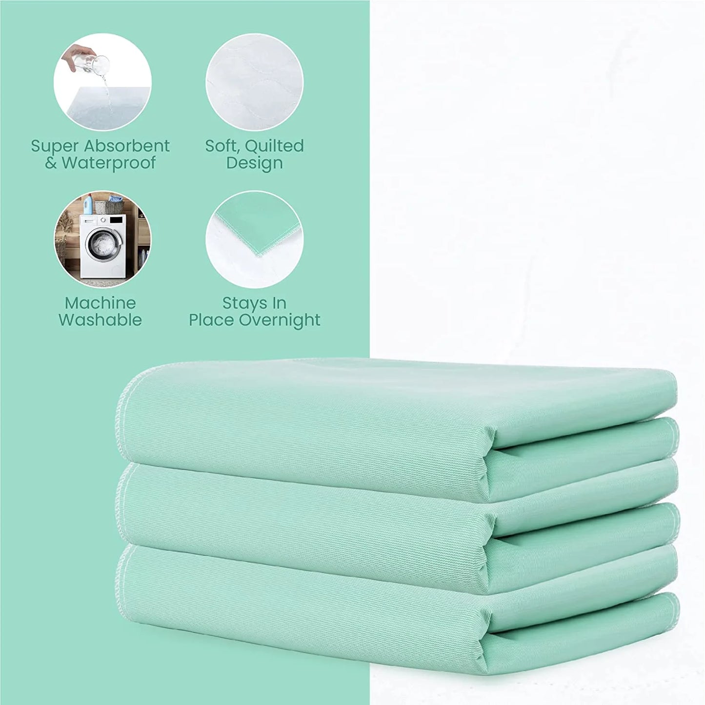 Washable and Reusable Incontinence Bed Pads 3 Pack Waterproof Mattress Pad Chux Pads (24"X 36'')