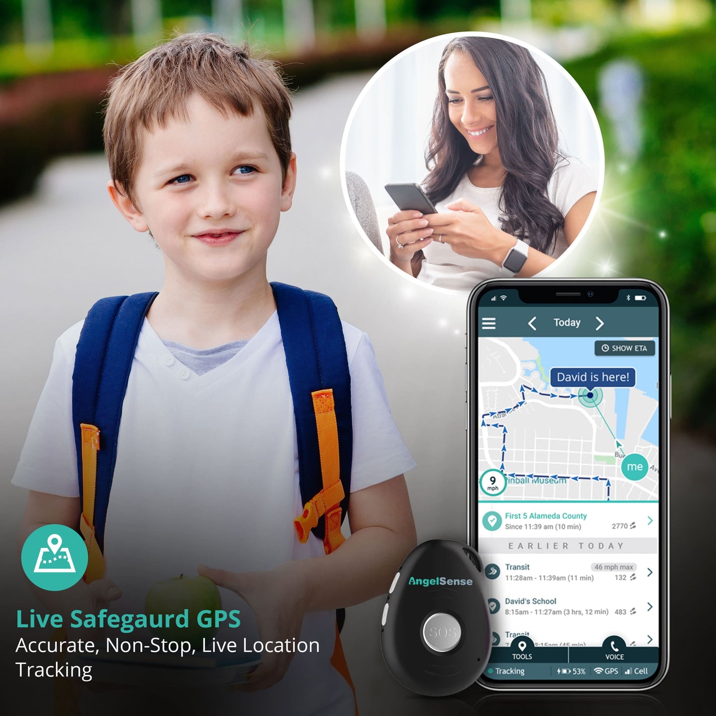 Personal GPS Tracker for Kids, Teen, Autism, Special Needs, Elderly, Dementia - 2-Way Auto-Answer Speakerphone & SOS Button - School Bus Tracking - Easy-To-Use App