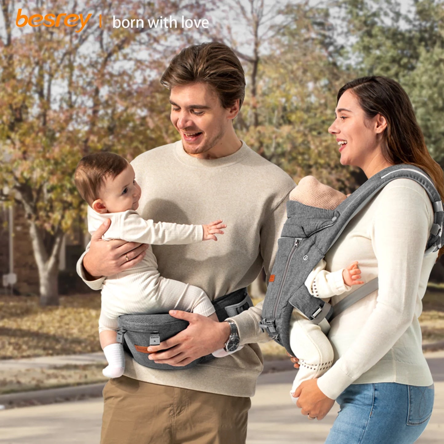Baby Carrier with Ergonomic Seat, Hands-Free, 7-45 Lbs, Unisex,Gray