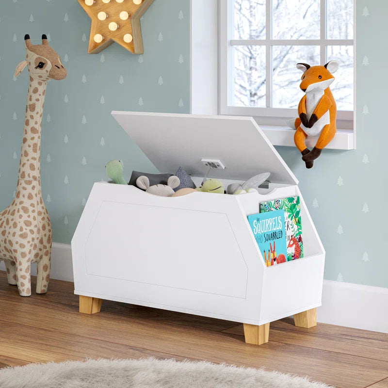 Riverridge Kids Playroom Catch-All Game and Toy Storage Organizer Box with Side Bookshelves