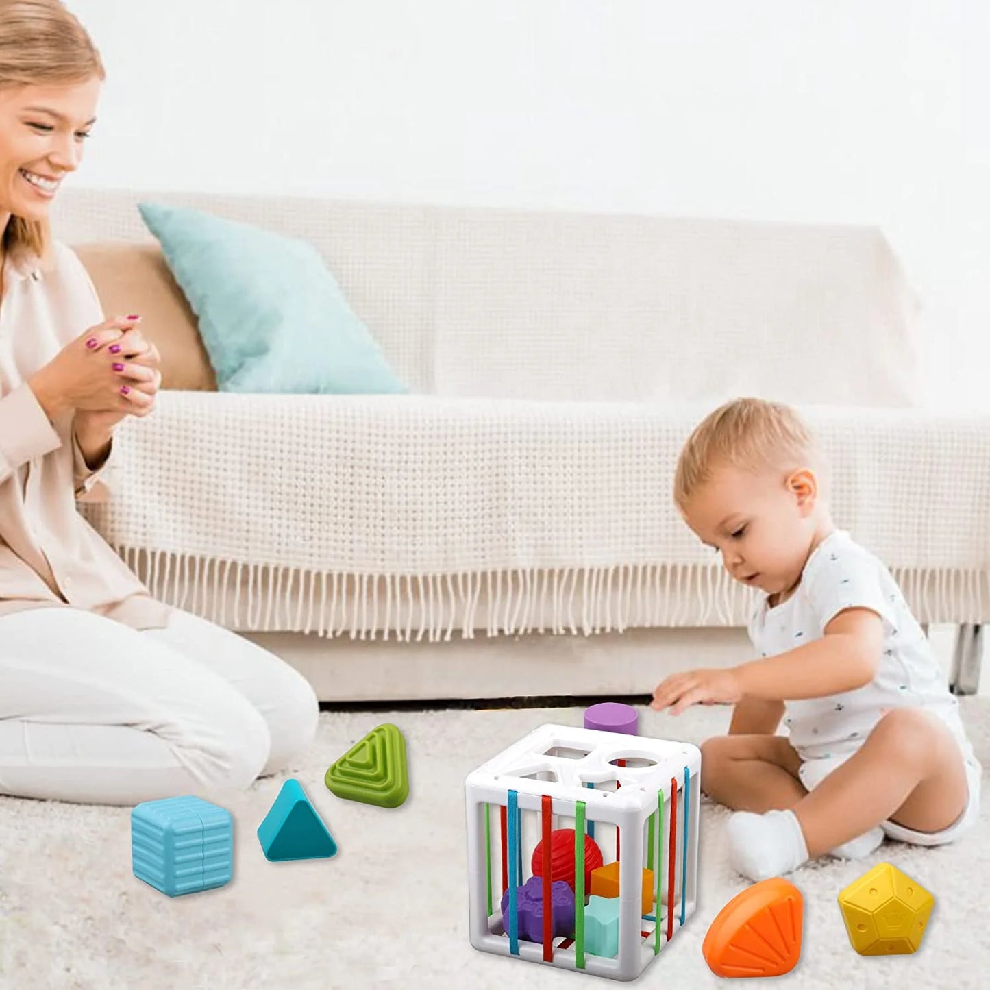 Shape Sorter Blocks Toy, Montessori Learning Toys
