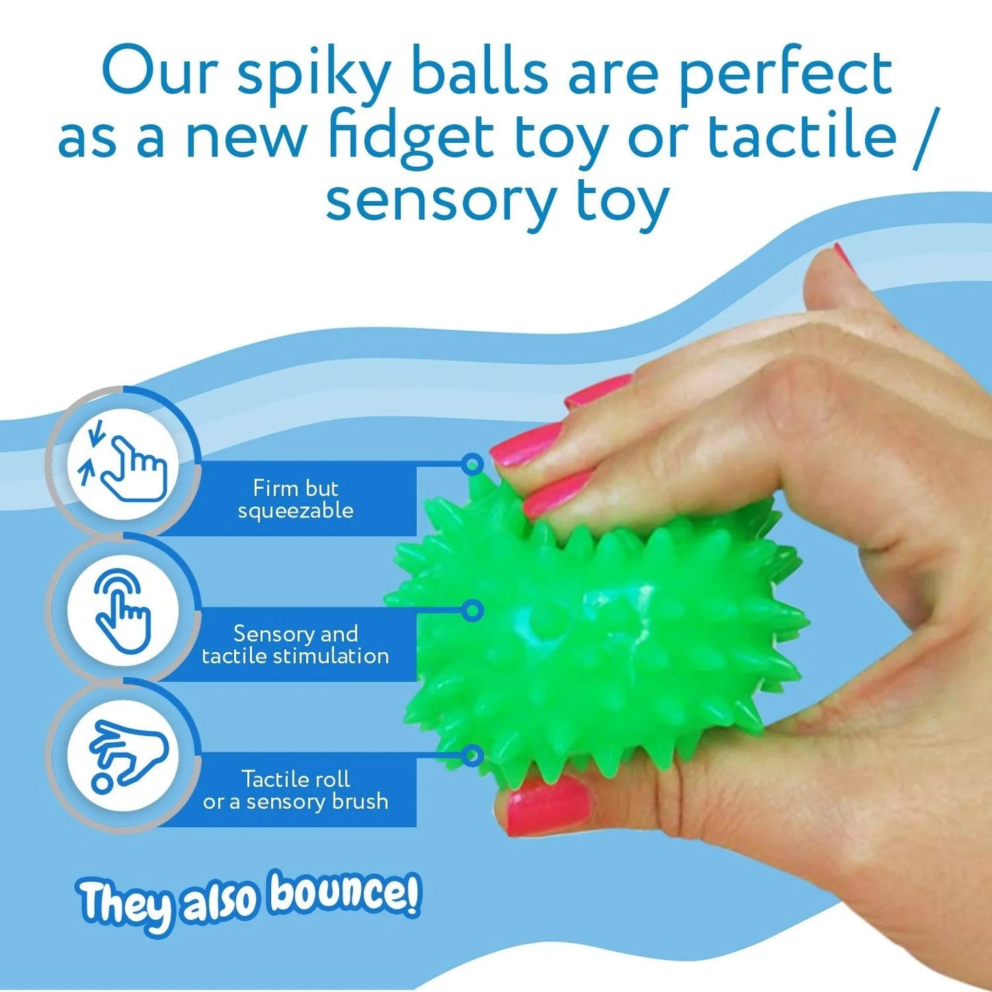 Spiky Sensory Balls (Pack of 5) Fidget Toys / Sensory Toys - Bpa/Phthalate/Latex-Free