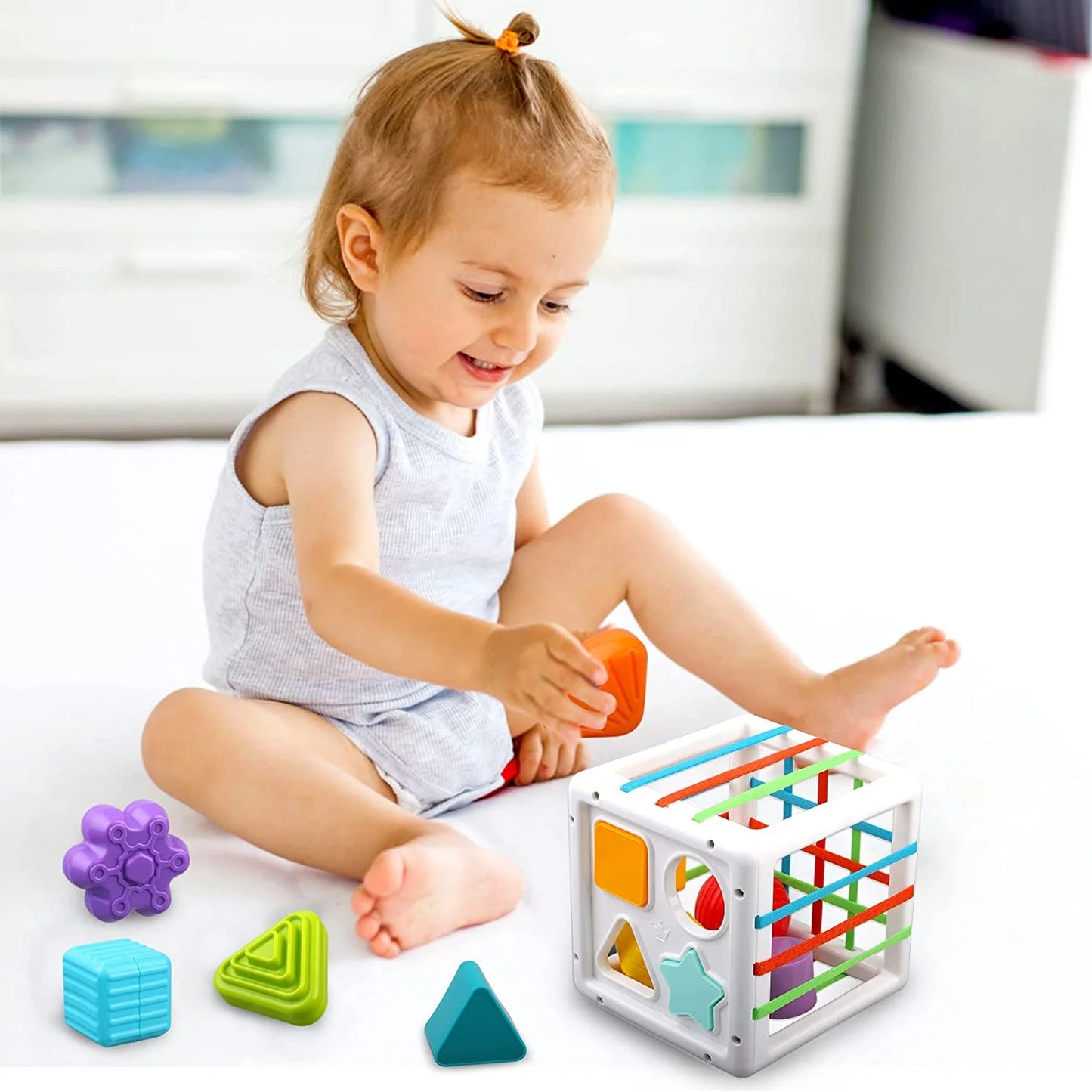 Shape Sorter Blocks Toy, Montessori Learning Toys