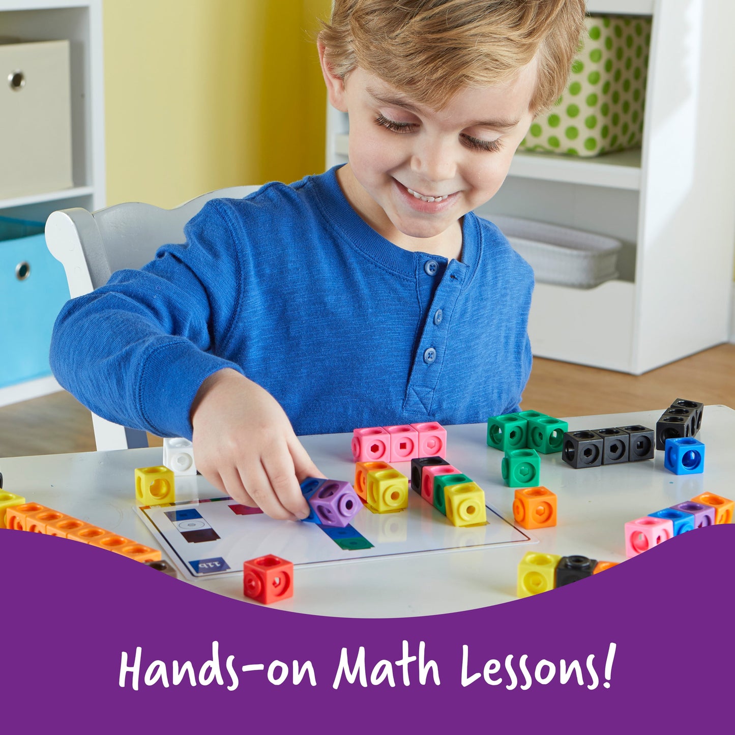 Early Math Mathlink Cube Activity Set - 115 Pieces, Ages 4,5,6+ Math Blocks, Early Math Skills, Classroom Learning Supplies