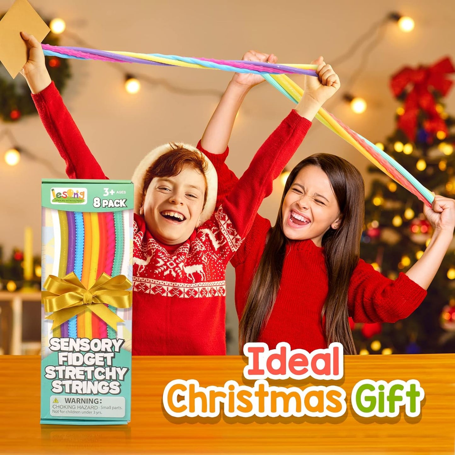 Textured Stretchy Sensory Fidget Noodles, 8pk