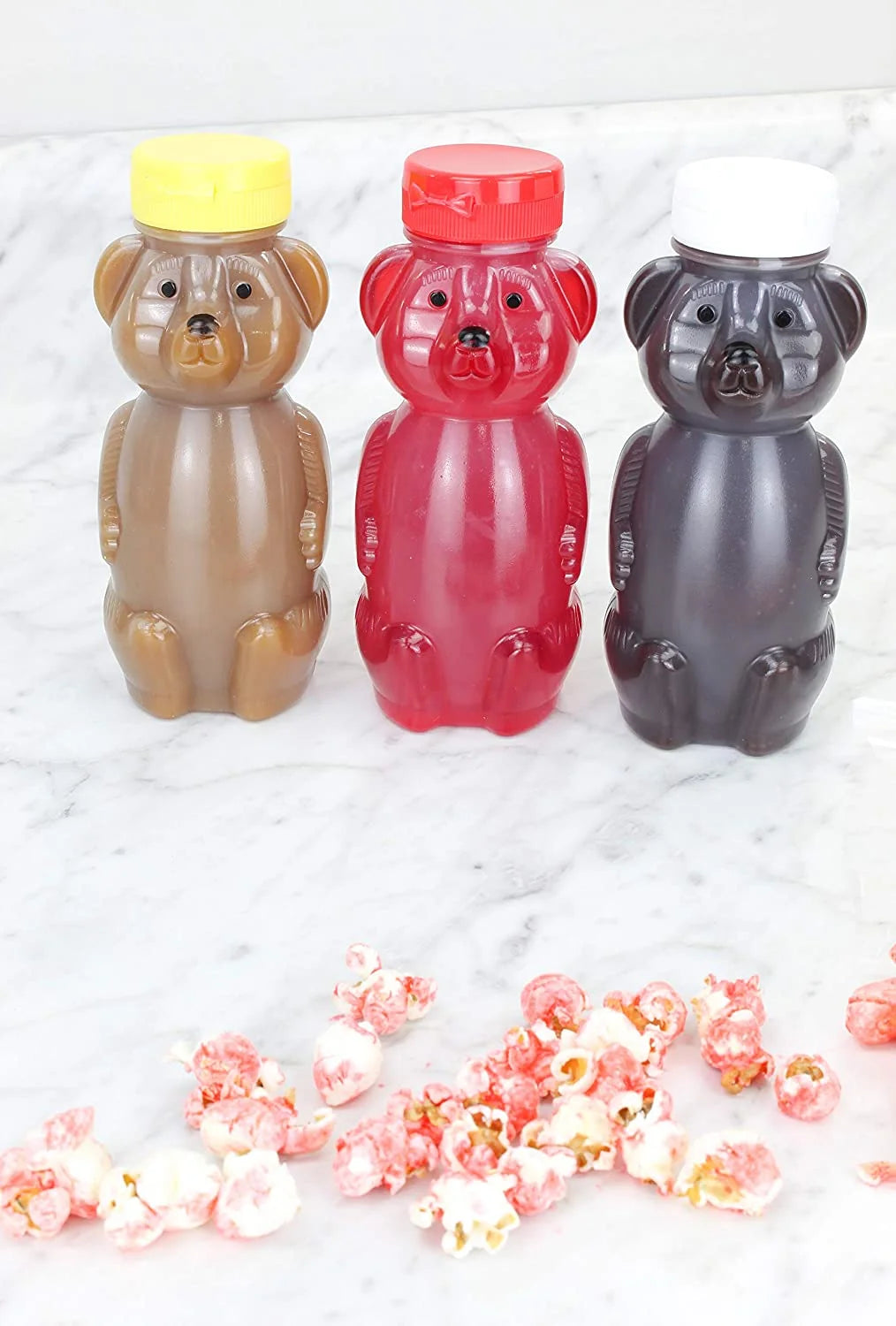 Honey Bear Straw Cups (3-Pack, Colored Lids), 8-Ounce Therapy Sippy Bottles W/Flexible Straws and Colored Lids