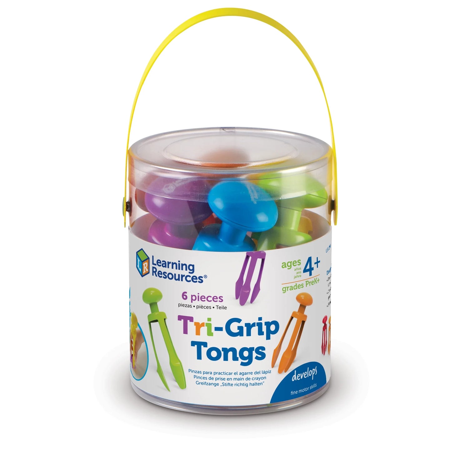 3 Prong Tong, Pencil Grip Tongs, Sensory Bin, Fine Motor Toy, Set of 6, Ages 4+