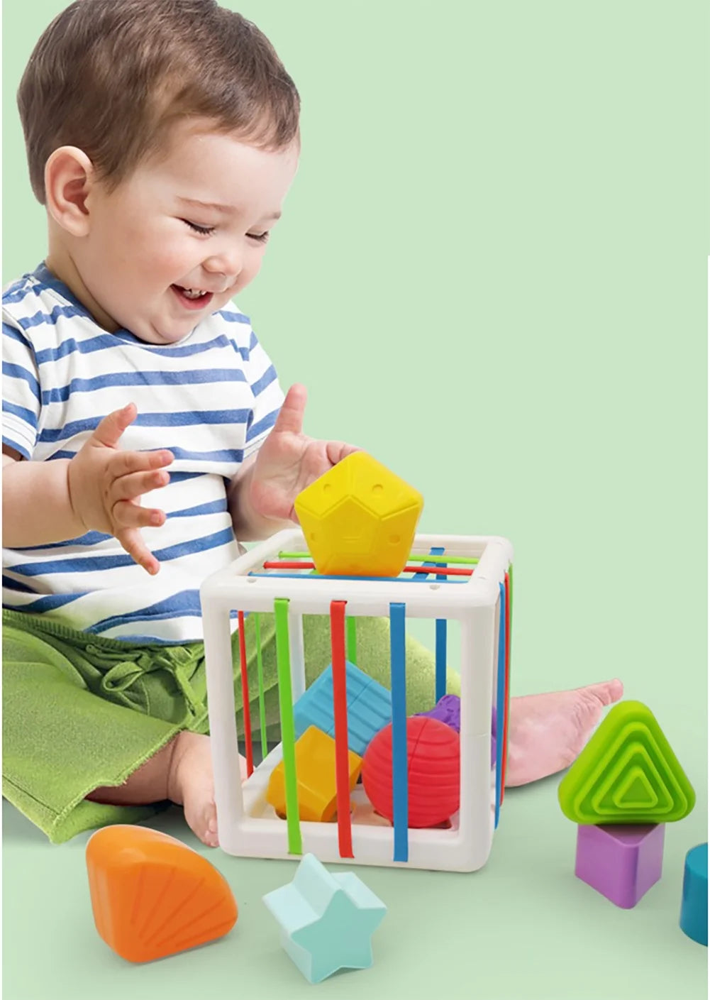Shape Sorter Blocks Toy, Montessori Learning Toys