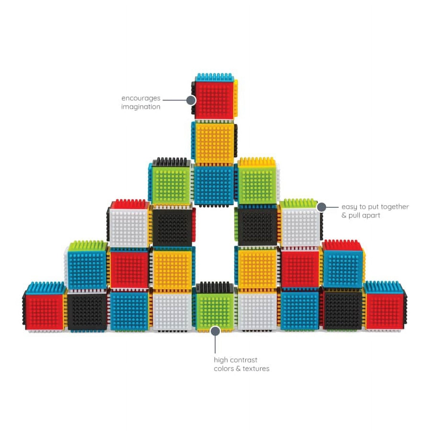 Press and Stay Stacking Blocks with Interlocking Design, 24-Piece Set