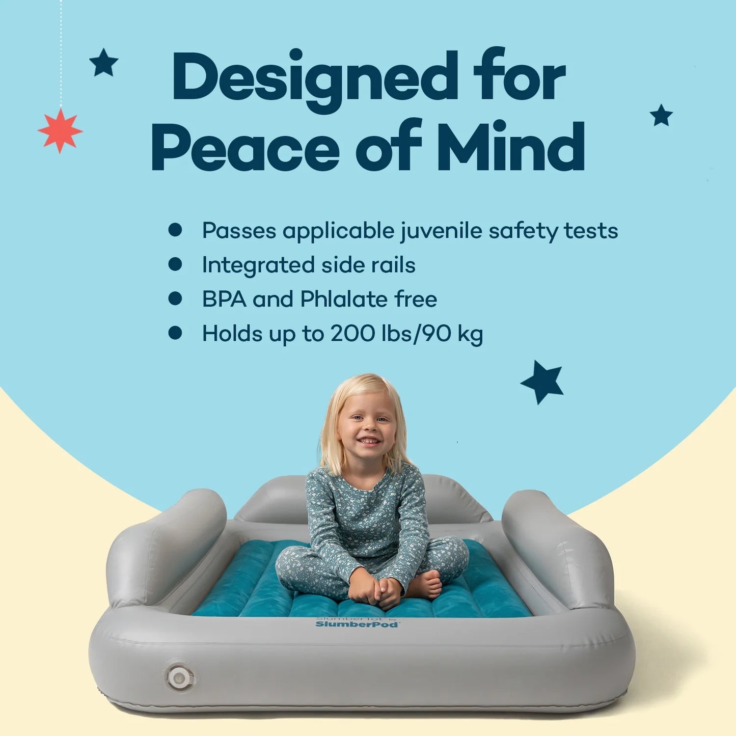 Slumbertot Inflatable Toddler Travel Mattress with Electric Air Pump
