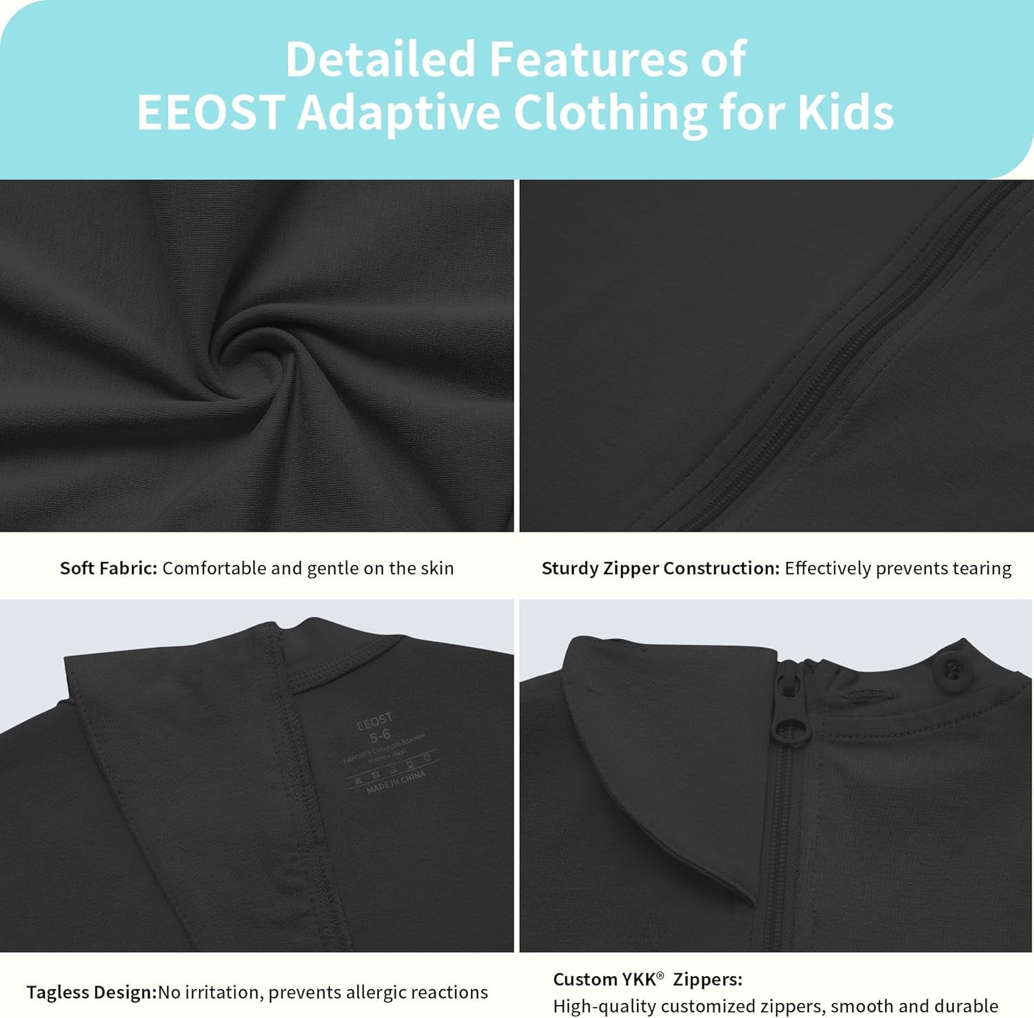 Adaptive Clothing for Kids Special Needs Autism Sensory Jumpsuit Anti-Strip Romper with Back Zipper Sizes 3-16 Years