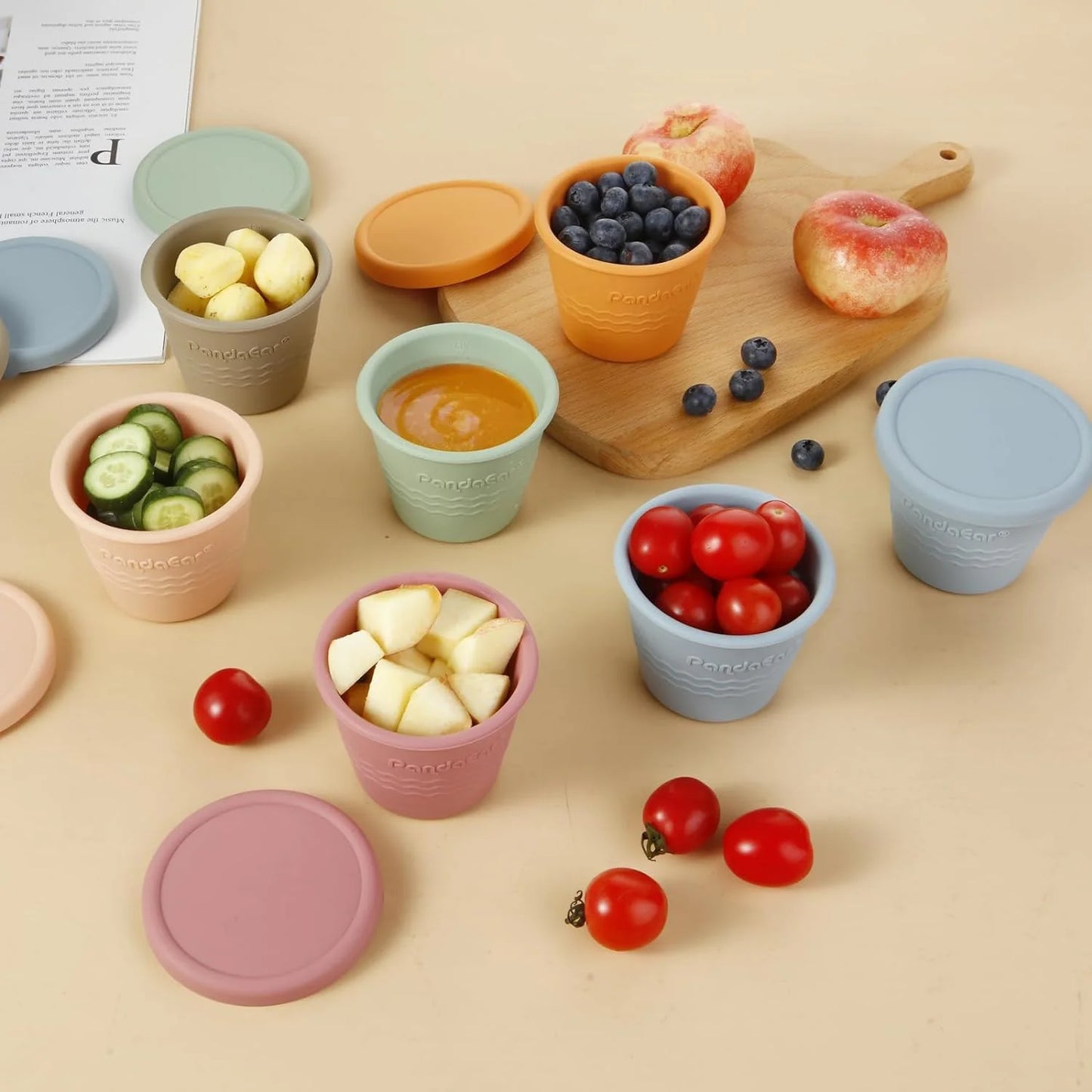 Multicolor Silicone Reusable Baby Food Small Snack Containers (12 Count)