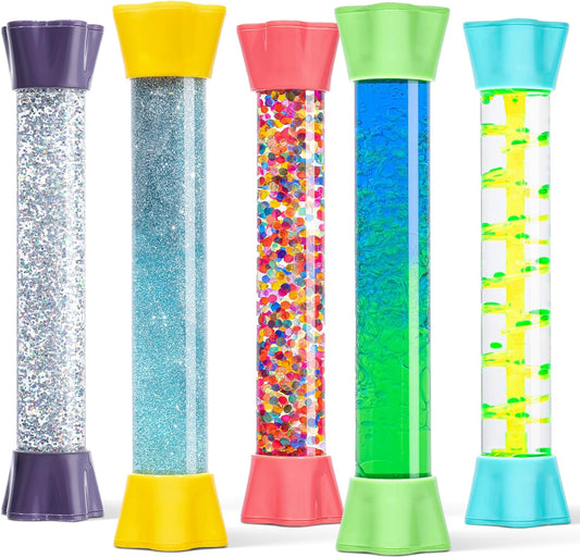 Liquid Motion Bubbler Toy Cool Tubes 5-Pack Colorful Hourglass Timer with Droplet Movement