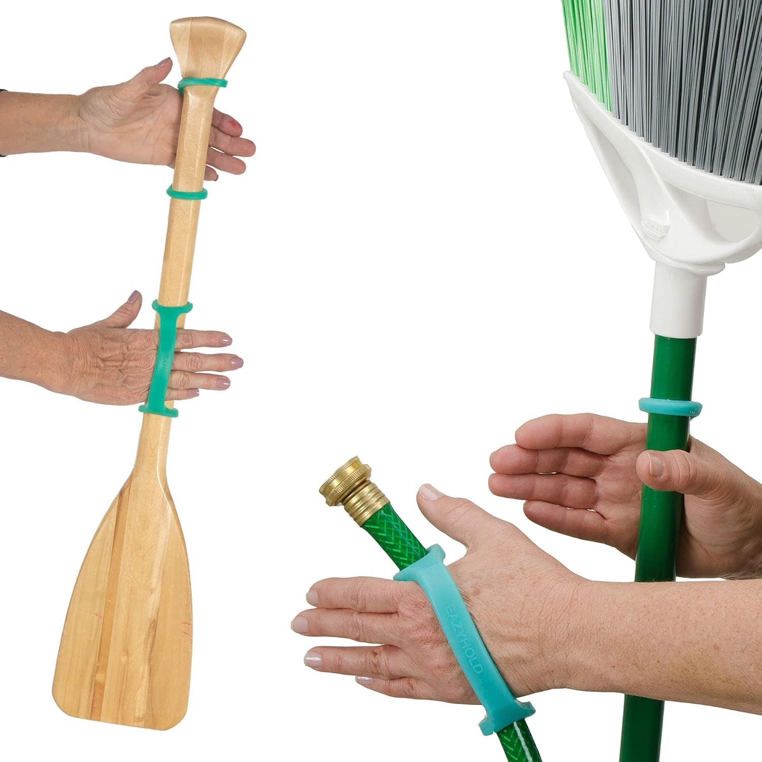 Aqua Silicone Adaptive Aid, Universal Cuff Hand Grip Assistive Device for Rehab, Disabled, Cerebral Palsy, Special Needs, Arthritis, Stroke, Physical Therapy 2-Pack 6.5"