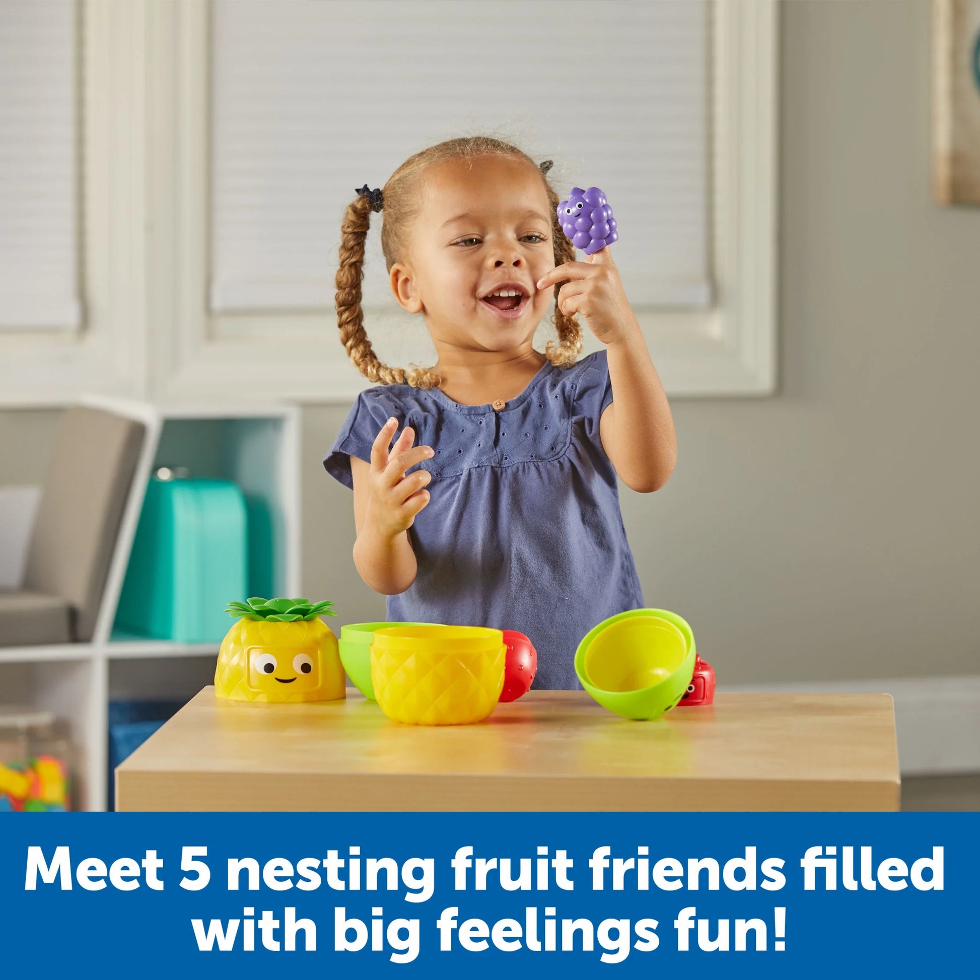 Big Feelings Nesting Fruit Friends, Social Emotional Toys for Toddlers, Sensory Toys, Speech Therapy Materials, Easter Toys ,Ages 18+ Months, 9 Pieces