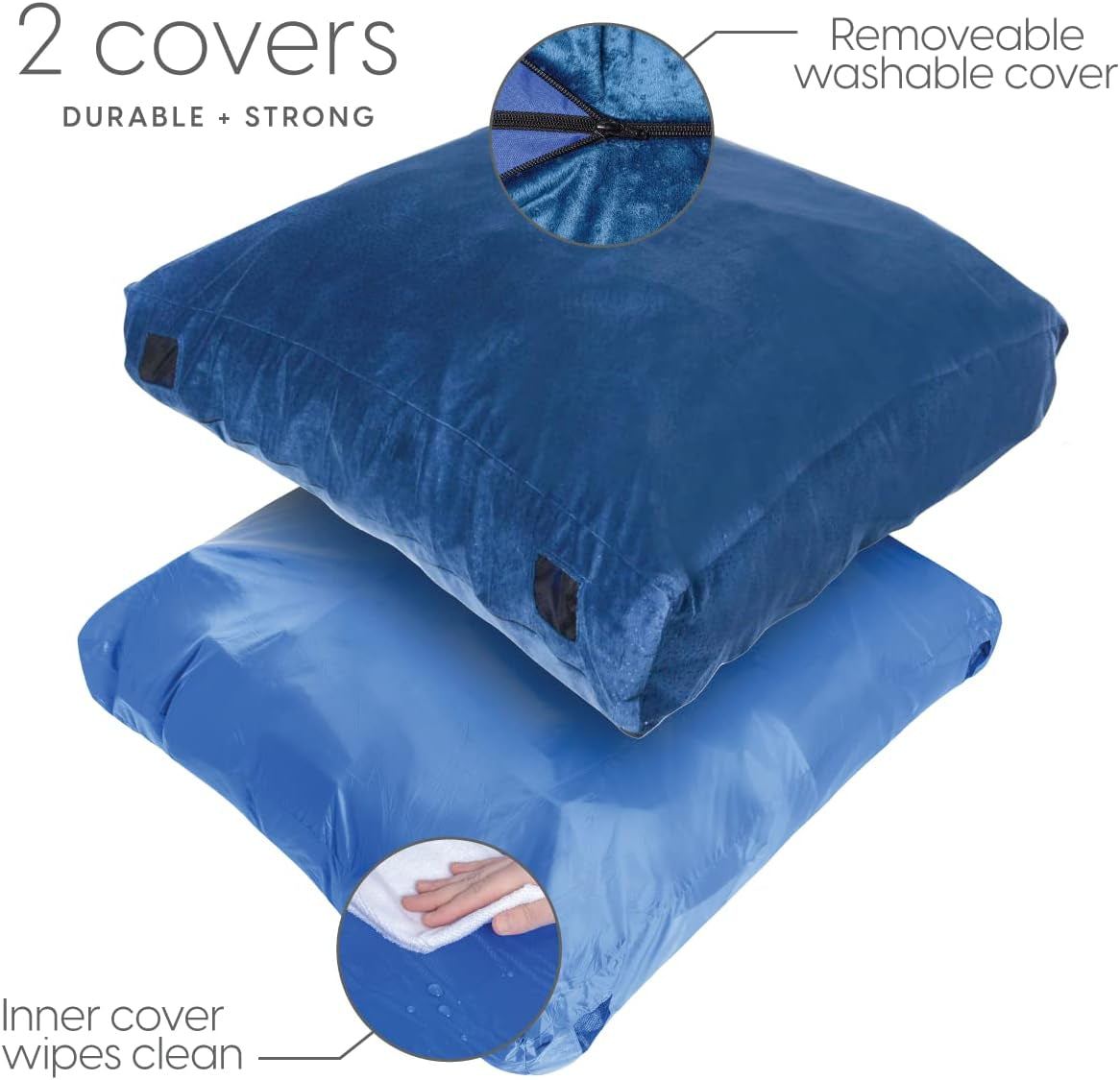 Crash Pad Sensory Pad with Foam Blocks for Kids and Adults with Washable Cover (5 Feet X 5 Feet) (Blue)
